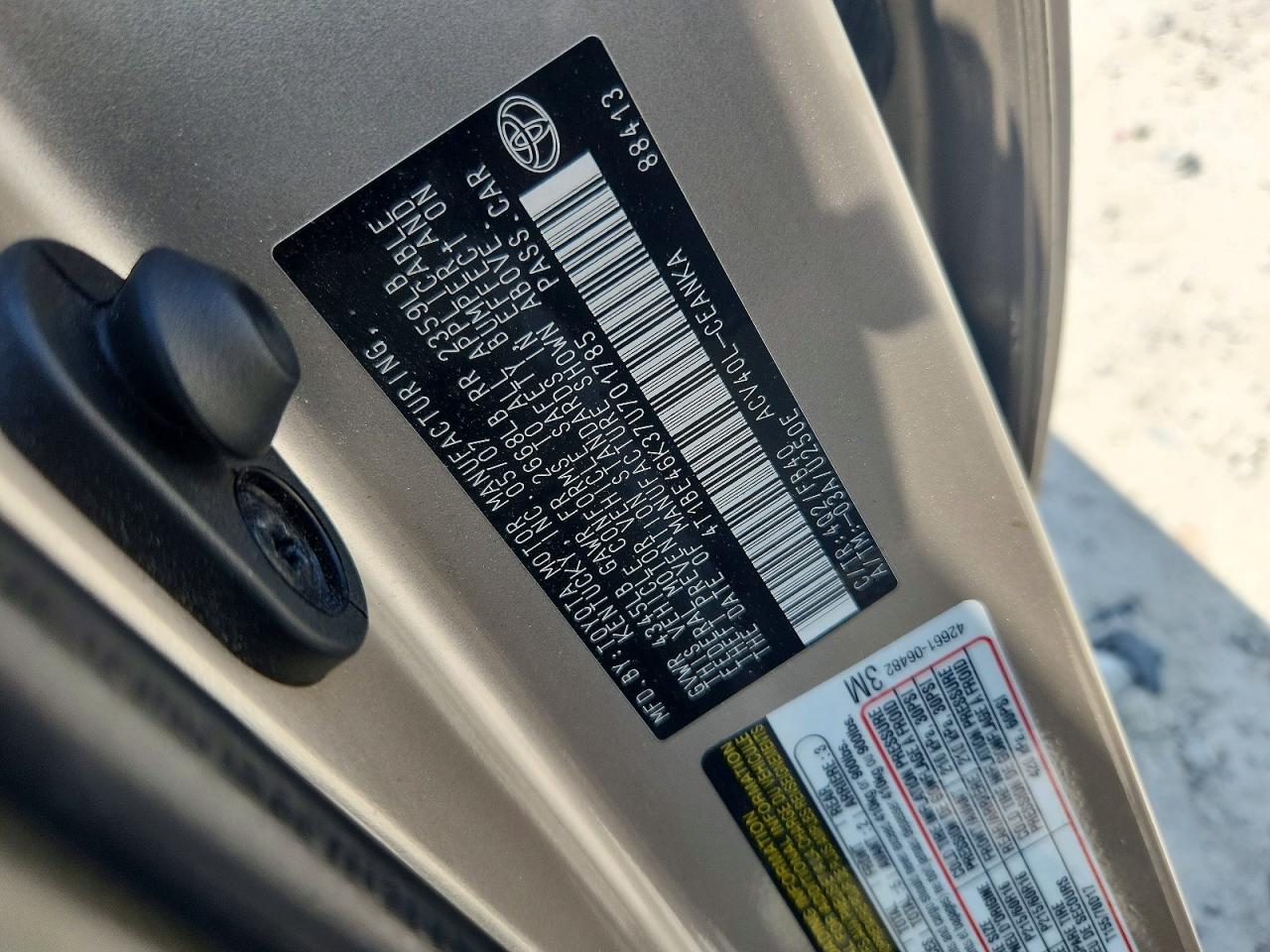 2007 Toyota Camry Le Silver vin: 4T1BE46K37U701785