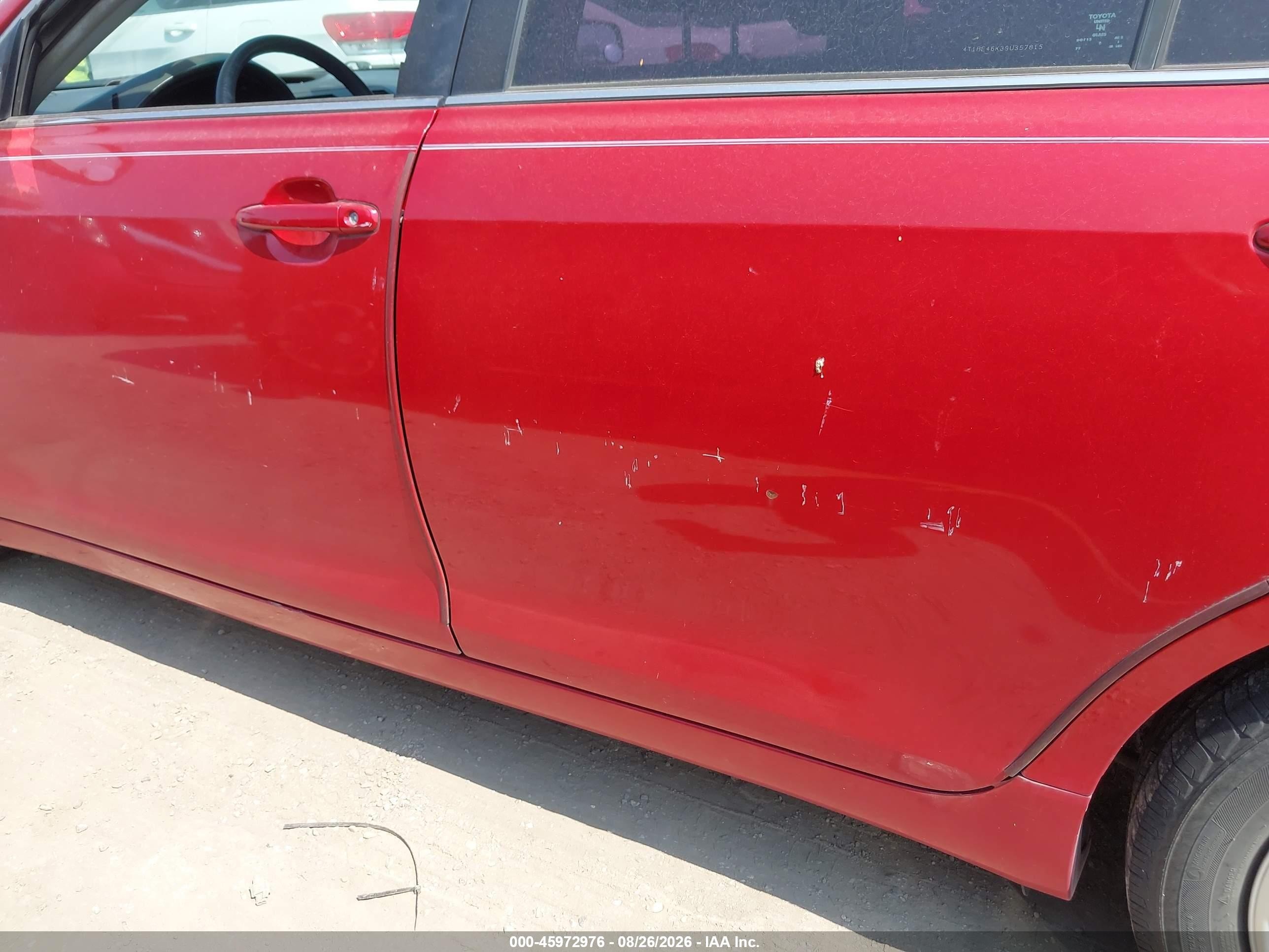 2009 Toyota Camry Le Красный vin: 4T1BE46K39U357815
