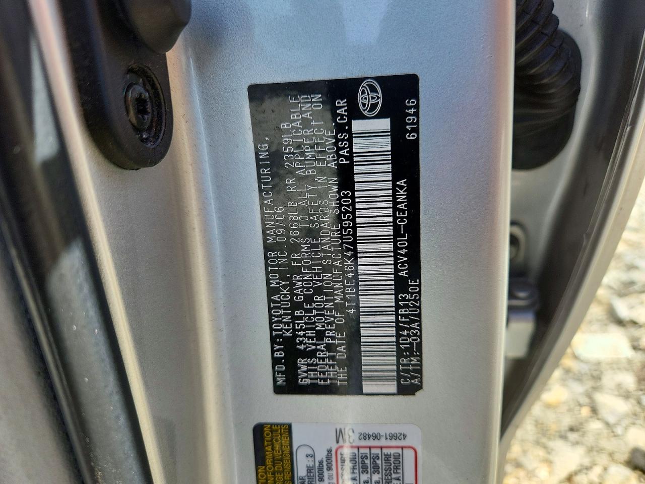 2007 Toyota Camry Le Silver vin: 4T1BE46K47U595203