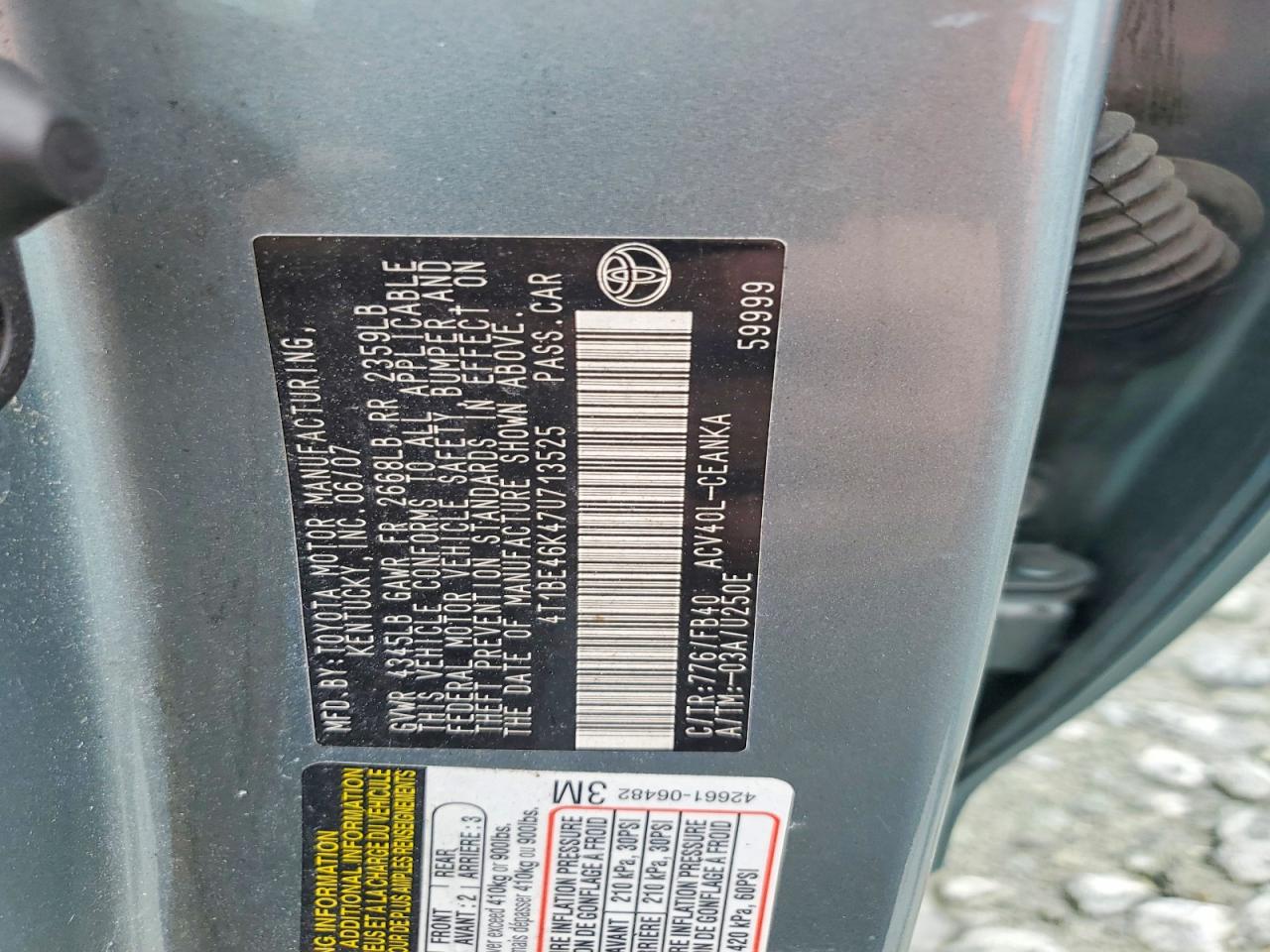 2007 Toyota Camry Le Зеленый vin: 4T1BE46K47U713525