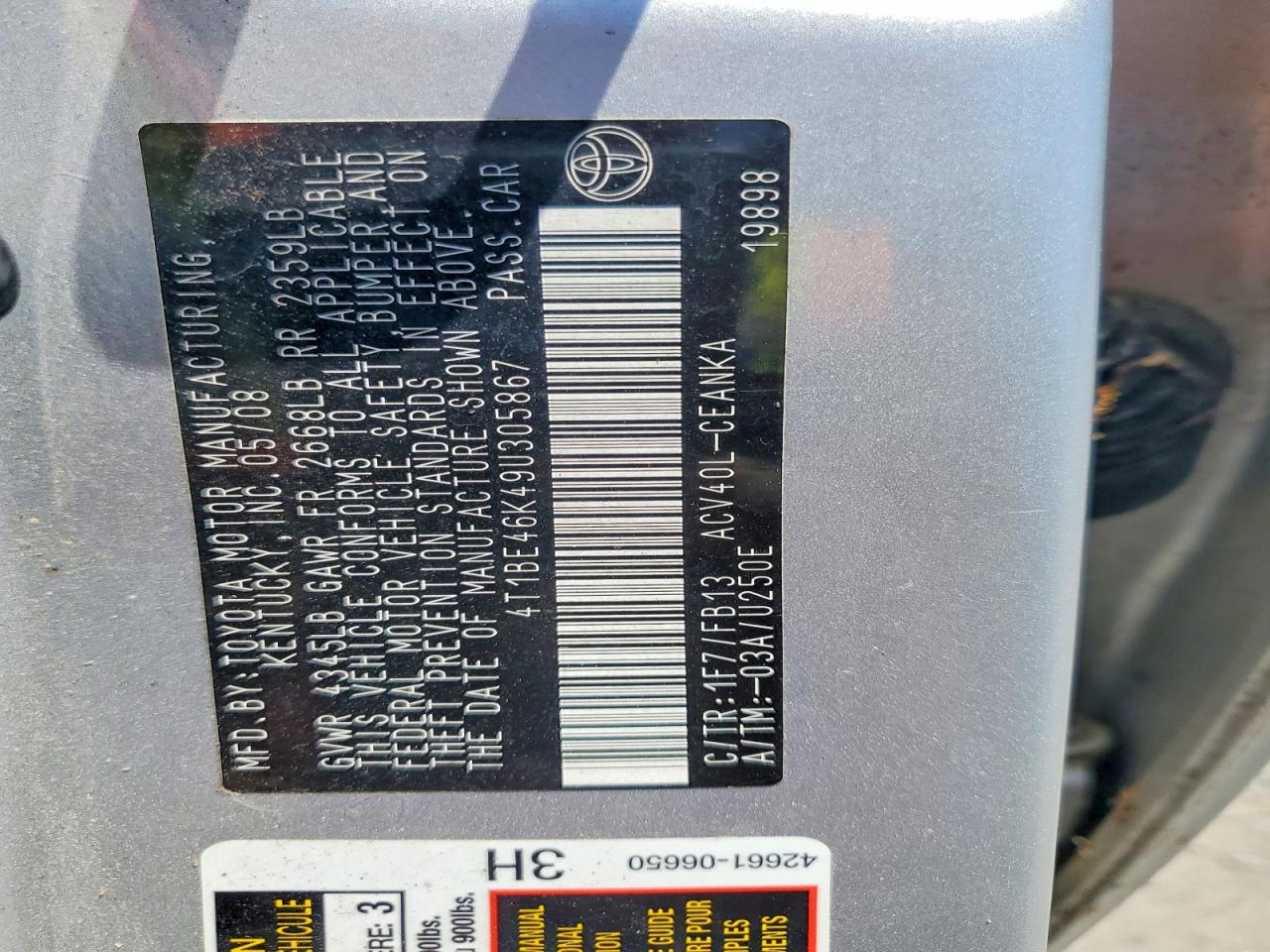 2009 Toyota Camry Silver vin: 4T1BE46K49U305867