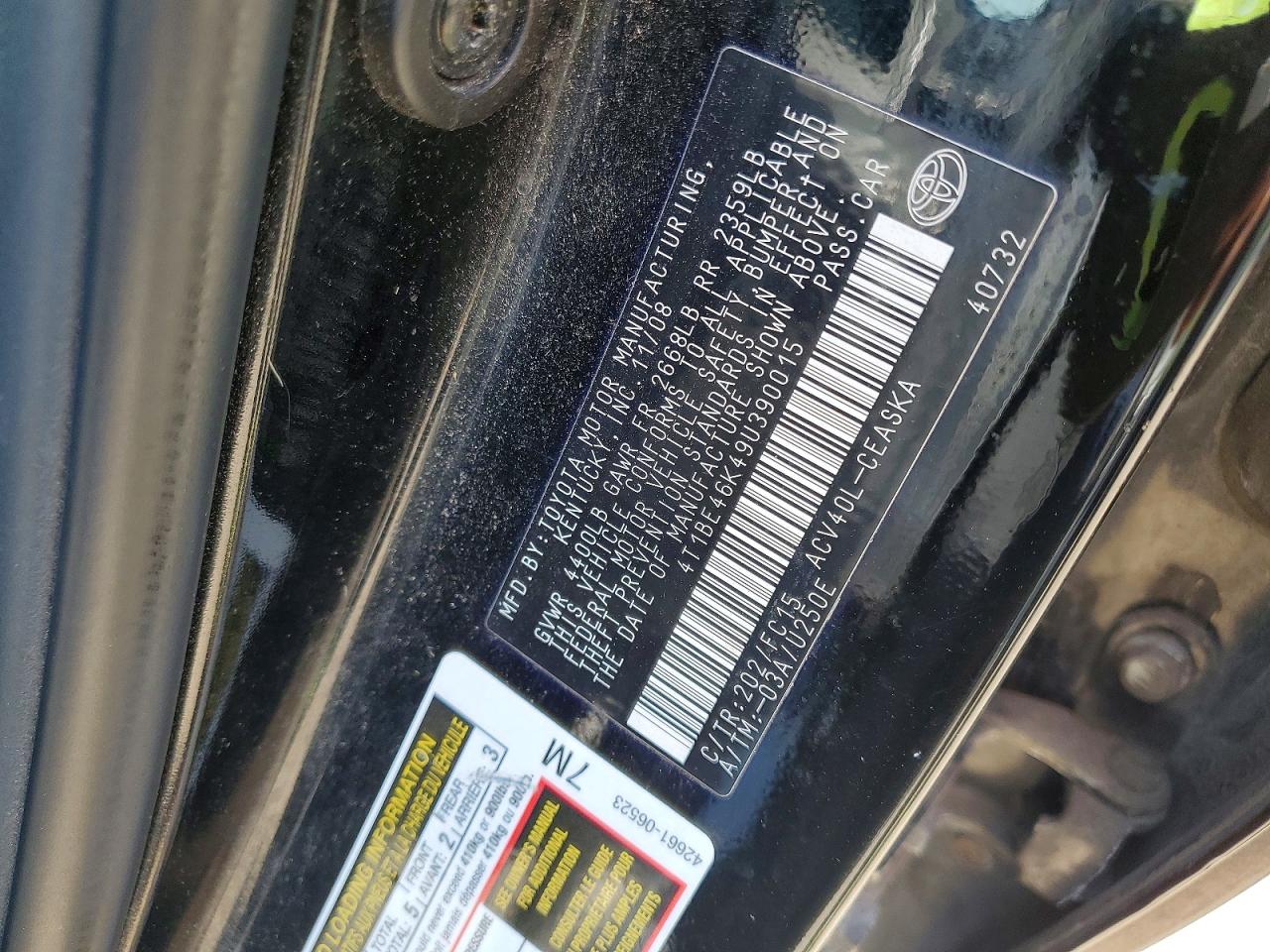 2009 Toyota Camry Se Black vin: 4T1BE46K49U390015