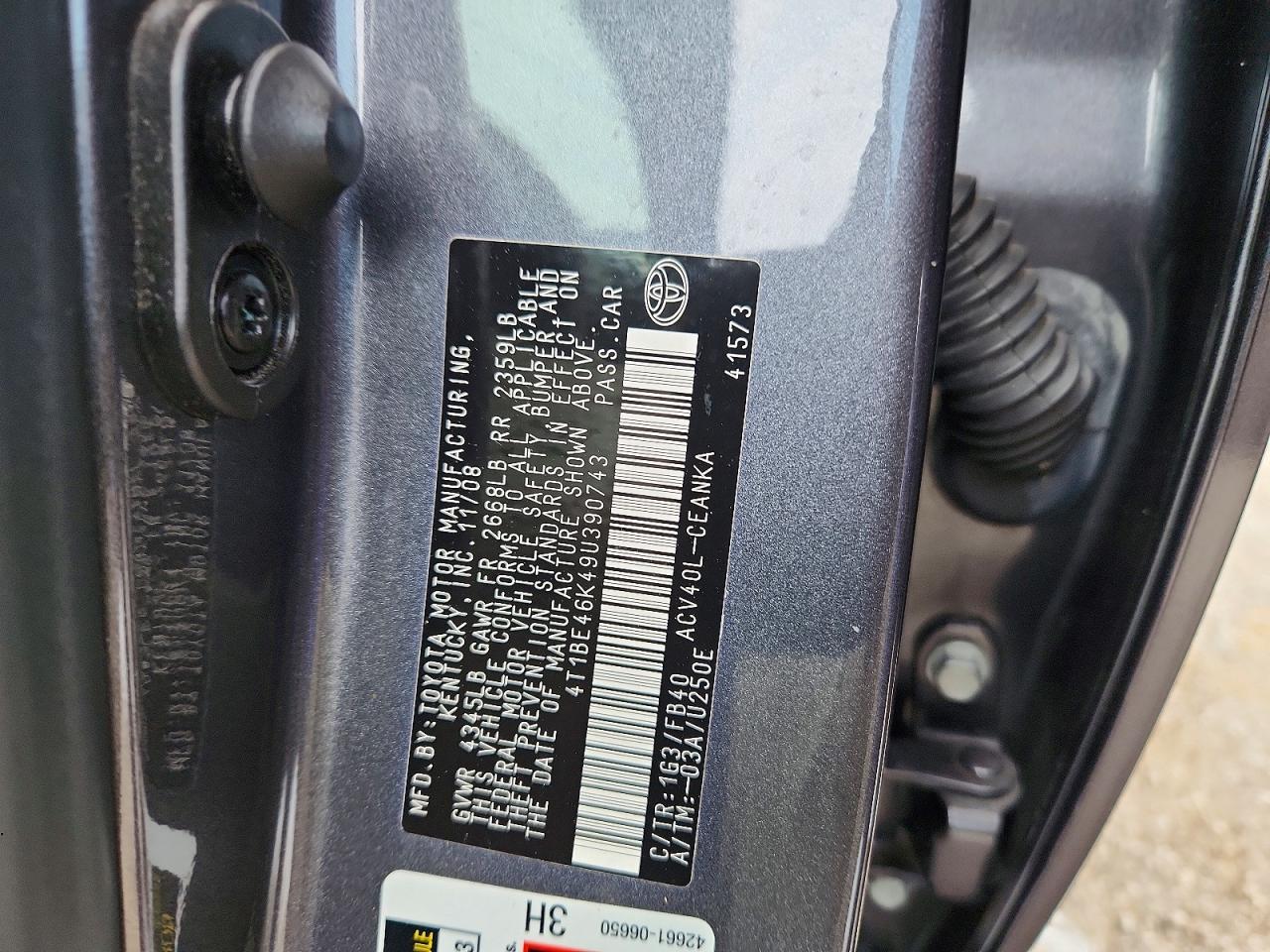 2009 Toyota Camry Le Charcoal vin: 4T1BE46K49U390743