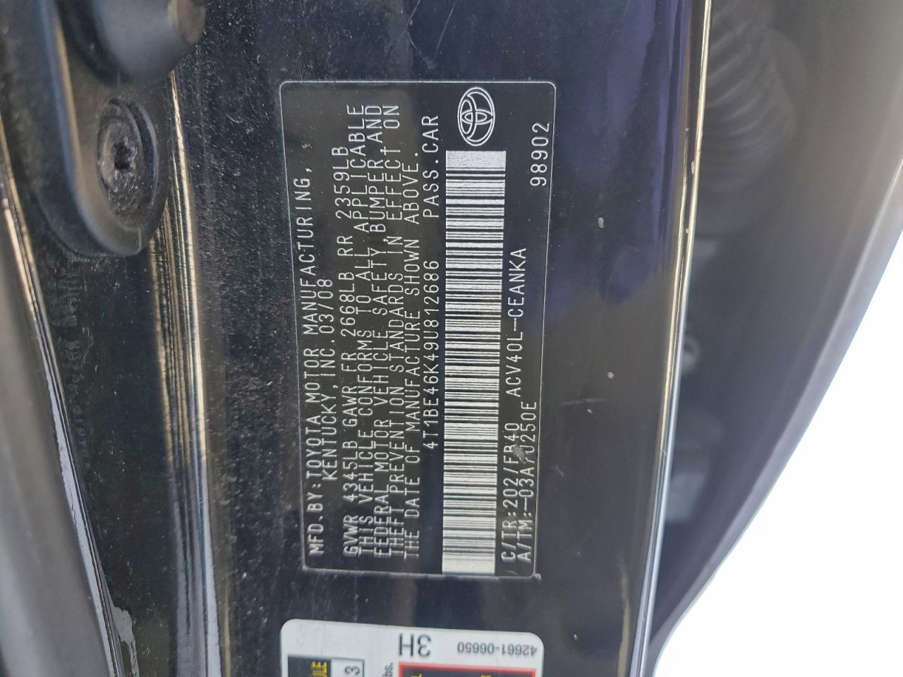 2009 Toyota Camry Le Черный vin: 4T1BE46K49U812686