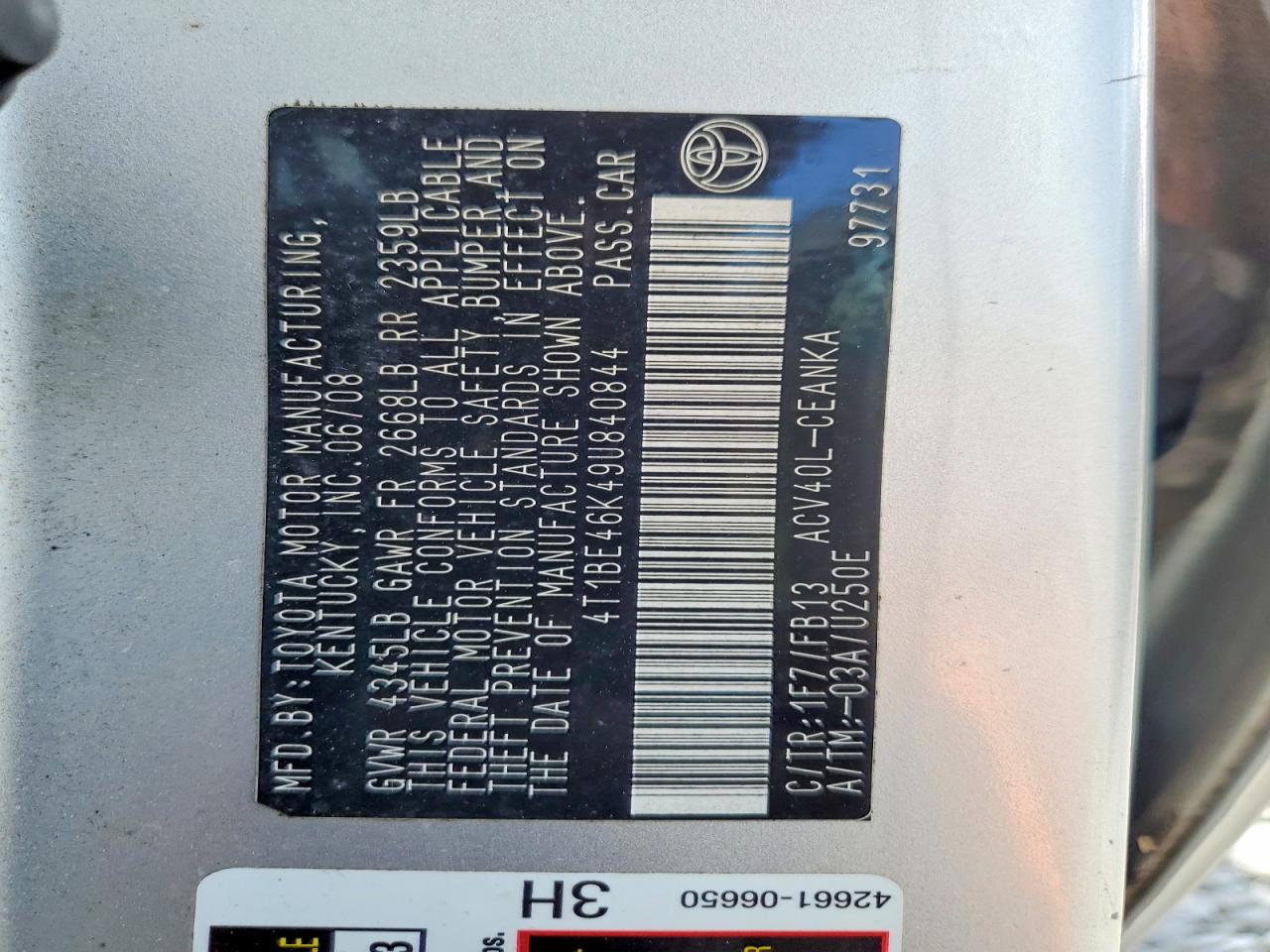 2009 Toyota Camry Le Silver vin: 4T1BE46K49U840844