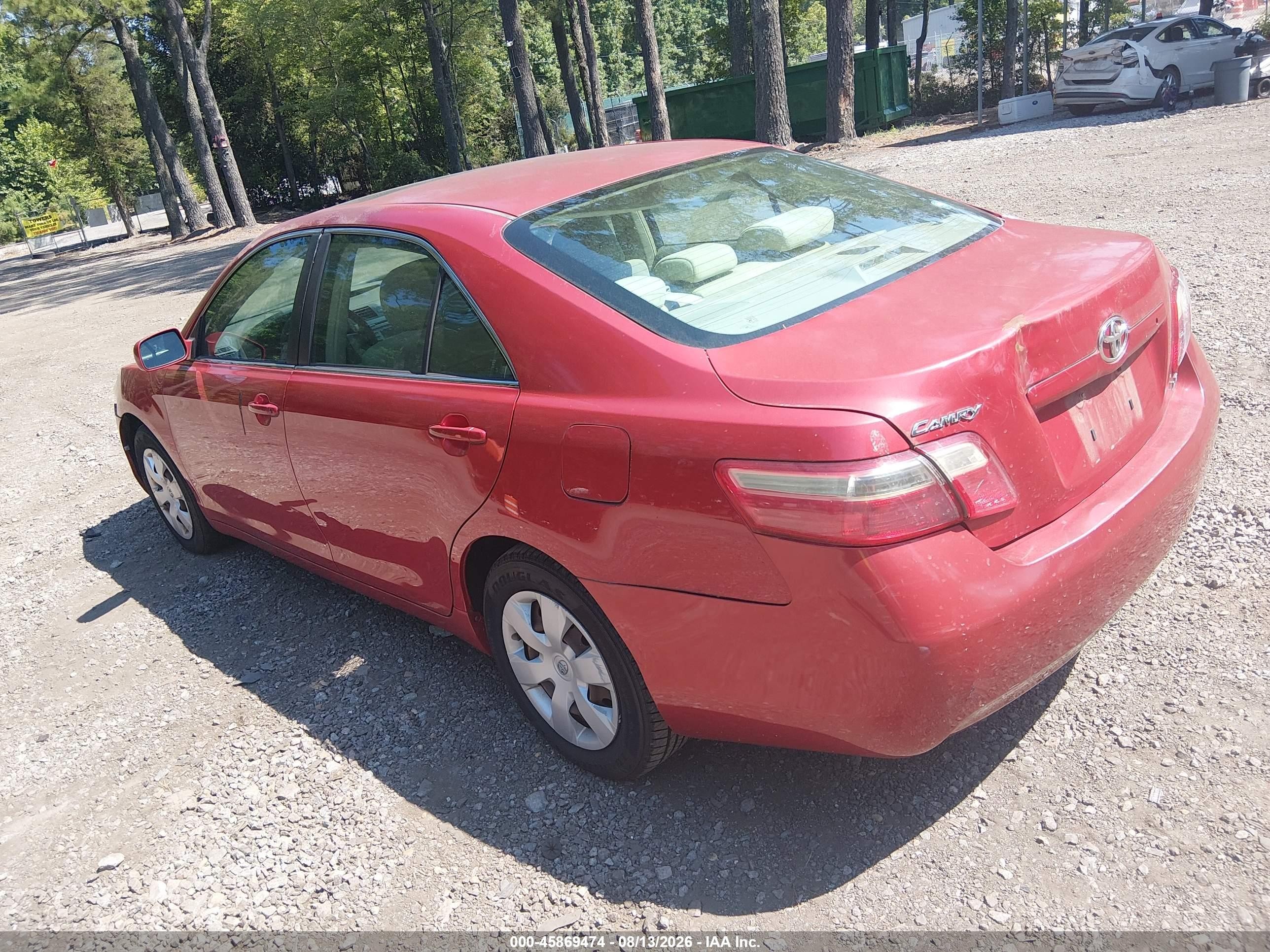 2007 Toyota Camry Le Red vin: 4T1BE46K57U021239