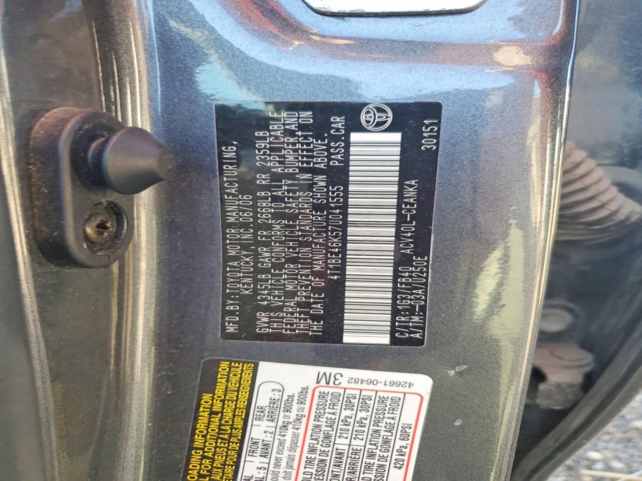 2007 Toyota Camry Le Gray vin: 4T1BE46K57U041555
