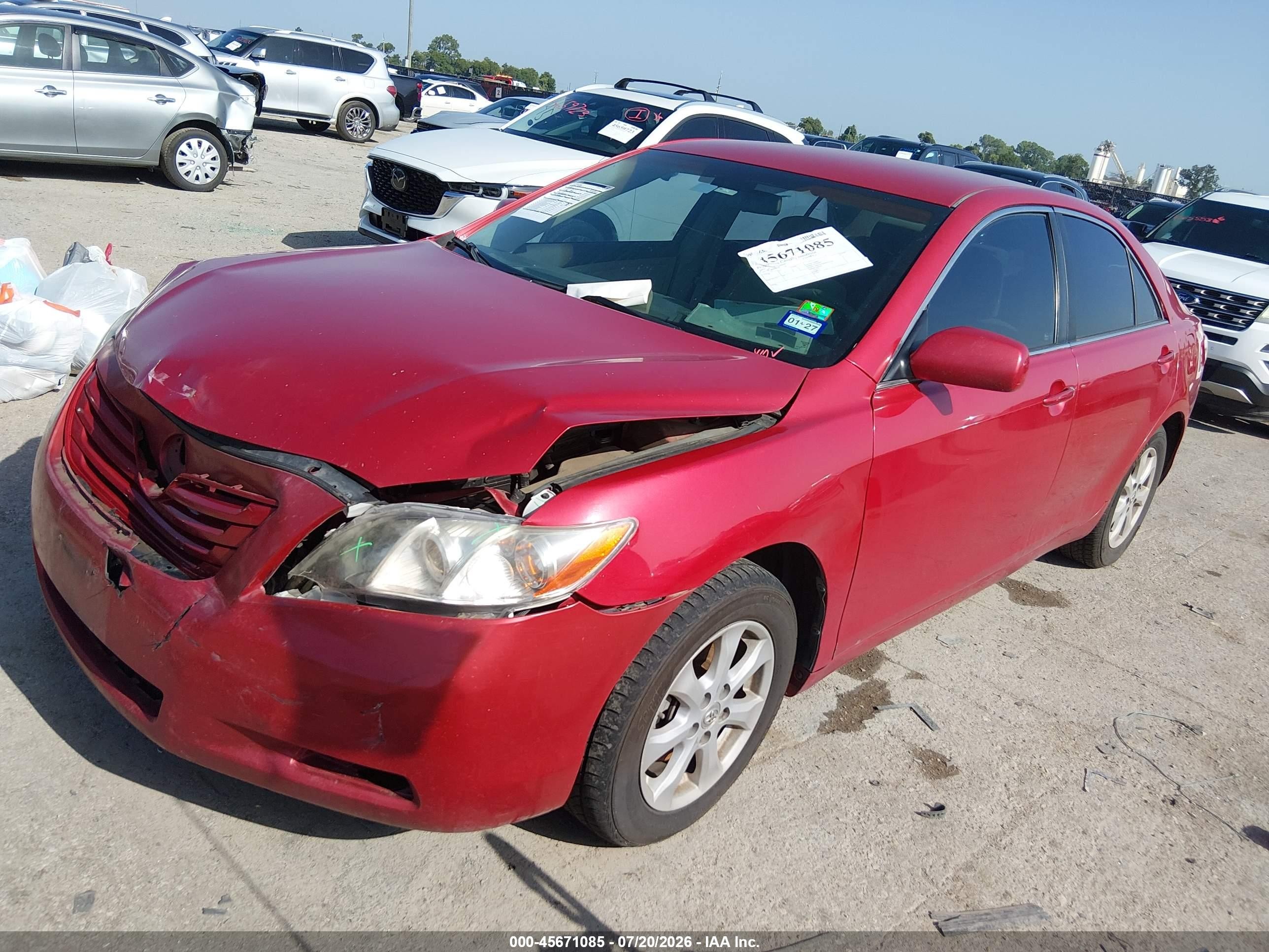 2007 Toyota Camry Le Красный vin: 4T1BE46K57U151280