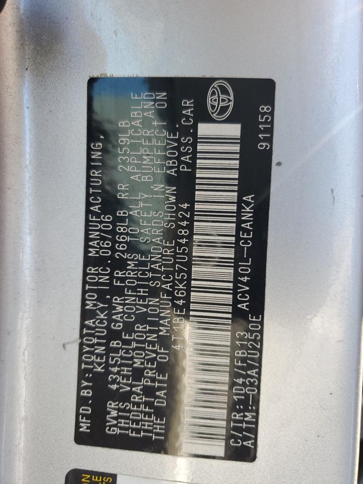 2007 Toyota Camry Ce Серый vin: 4T1BE46K57U548424