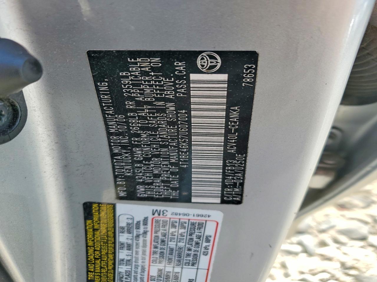 2007 Toyota Camry Le Silver vin: 4T1BE46K57U607004