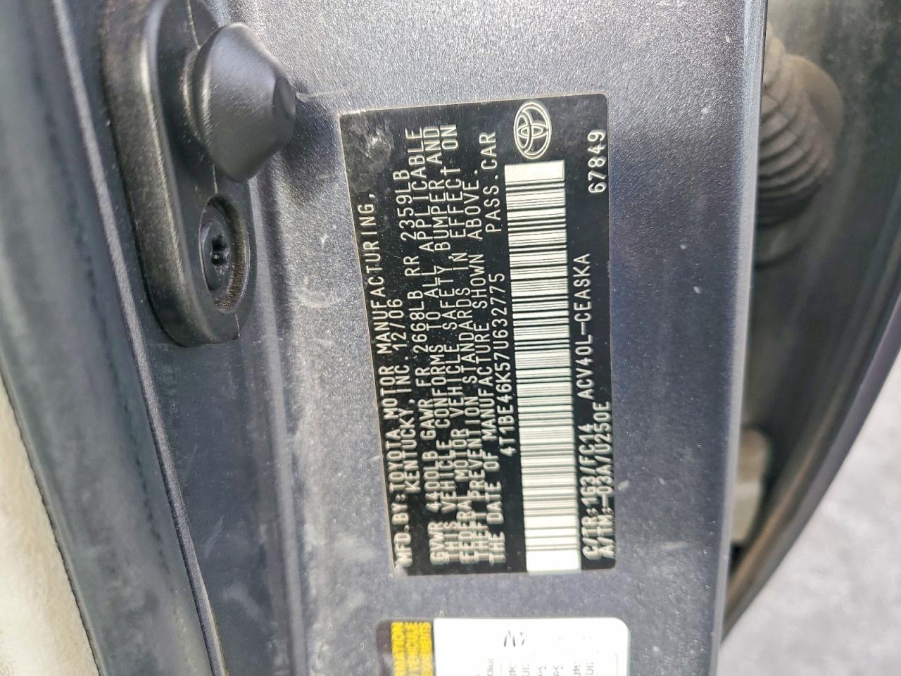 2007 Toyota Camry Se Gray vin: 4T1BE46K57U632775