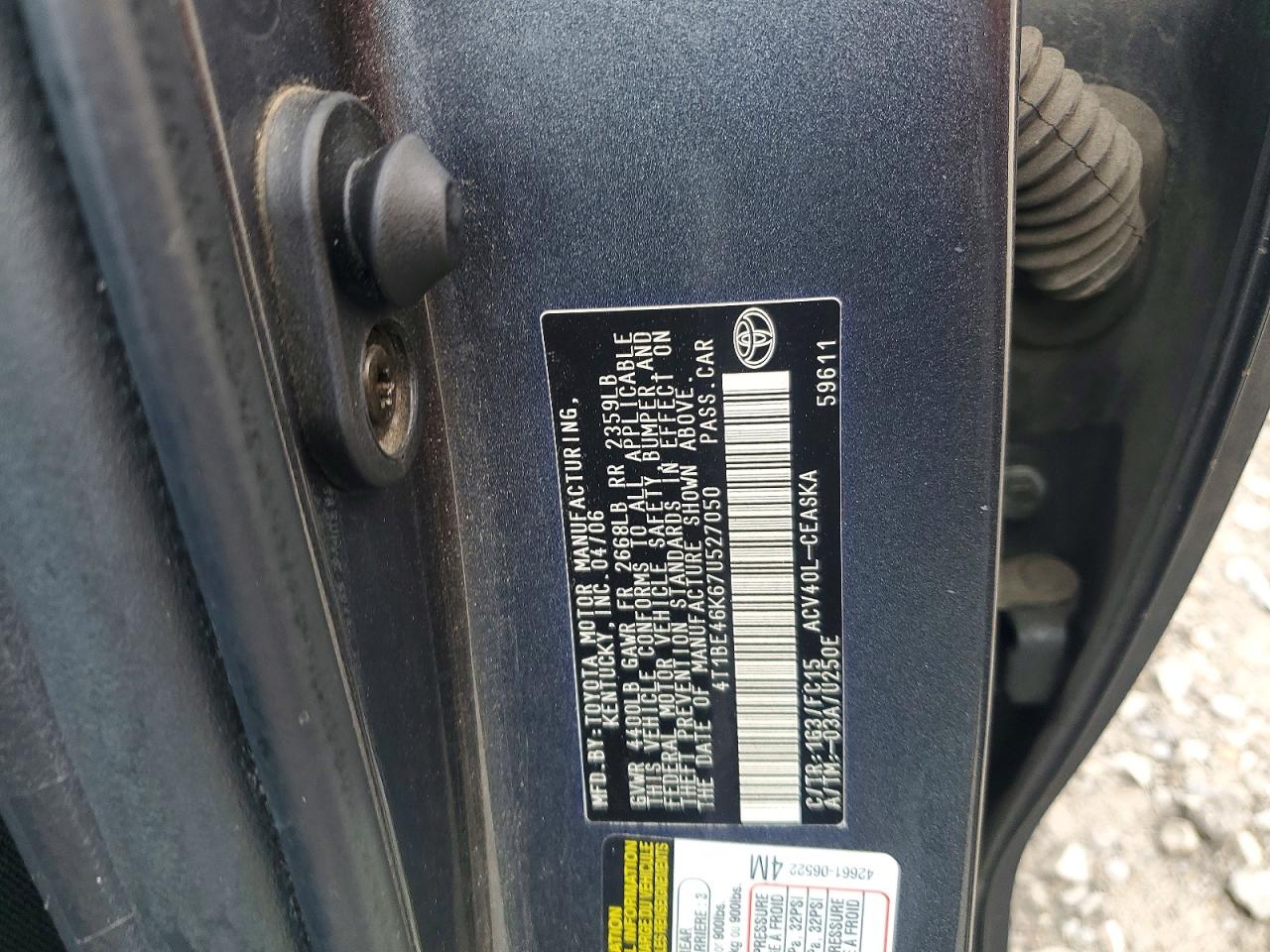 2007 Toyota Camry Se Gray vin: 4T1BE46K67U527050