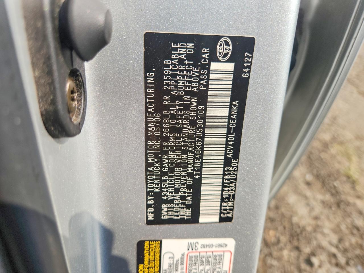 2007 Toyota Camry Le Gray vin: 4T1BE46K67U530109