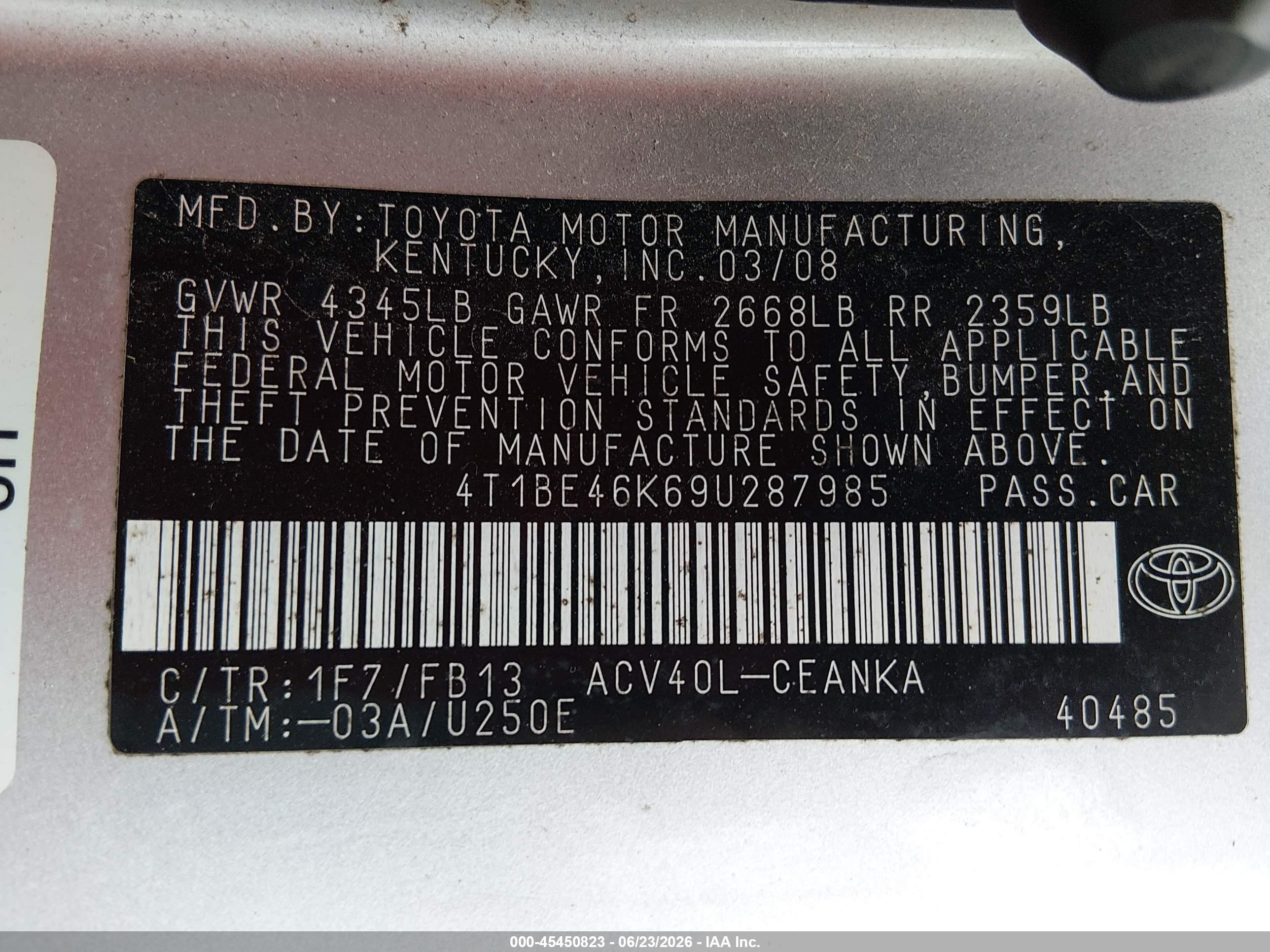2009 Toyota Camry Le Silver vin: 4T1BE46K69U287985