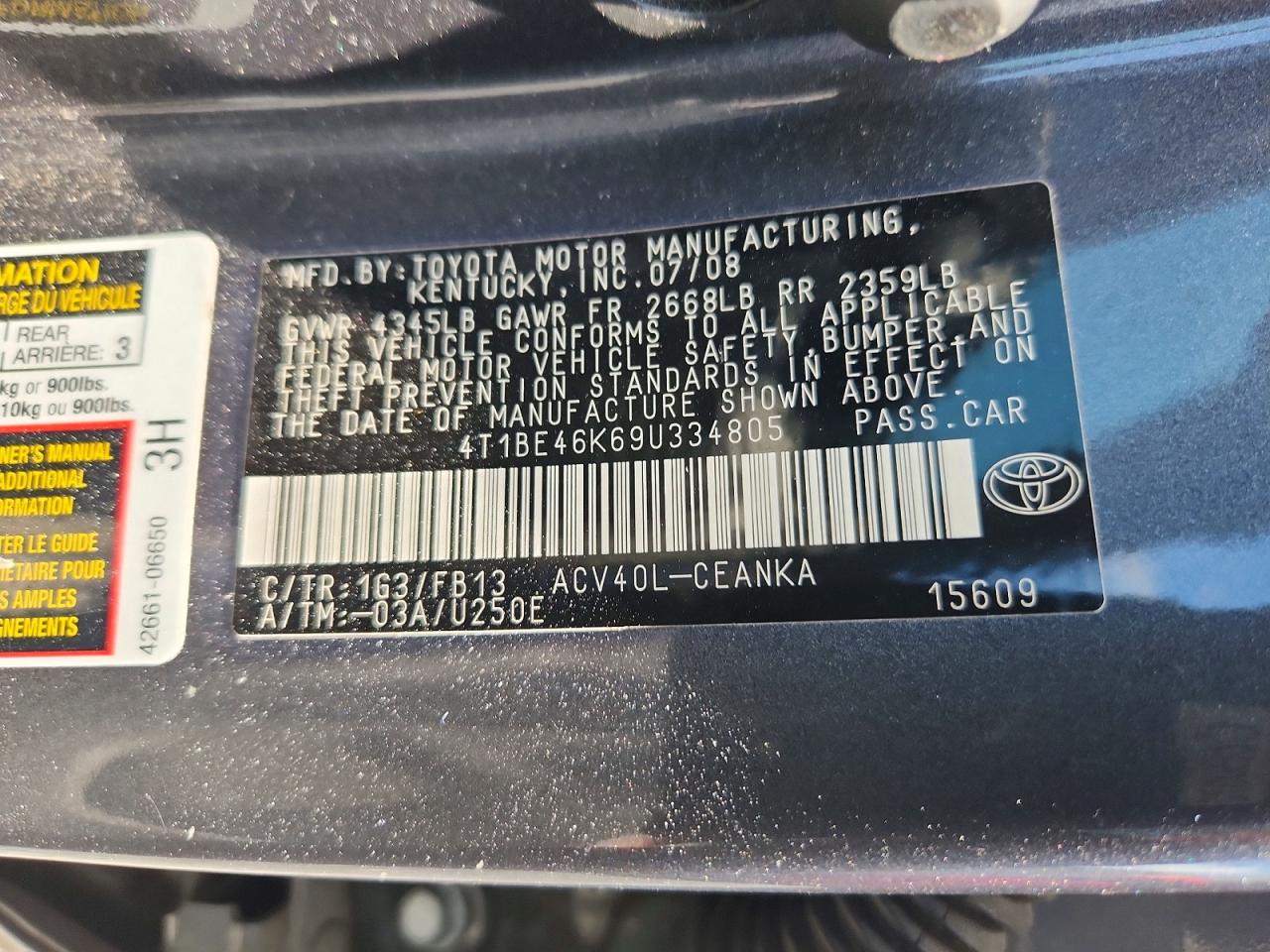 2009 Toyota Camry Le Gray vin: 4T1BE46K69U334805
