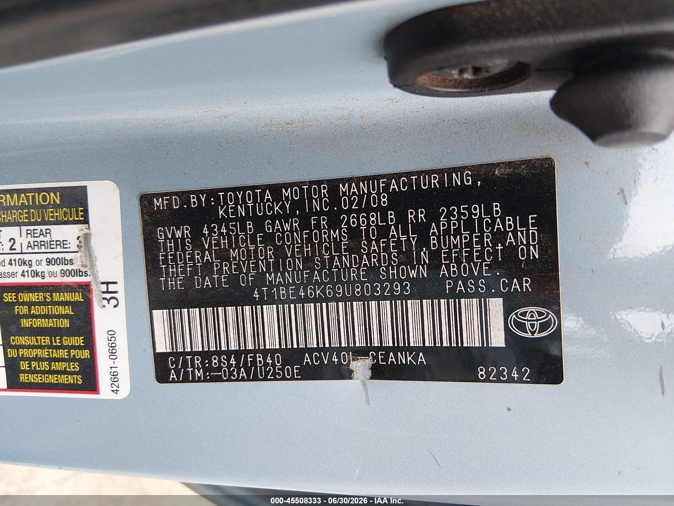 2009 Toyota Camry Le Blue vin: 4T1BE46K69U803293