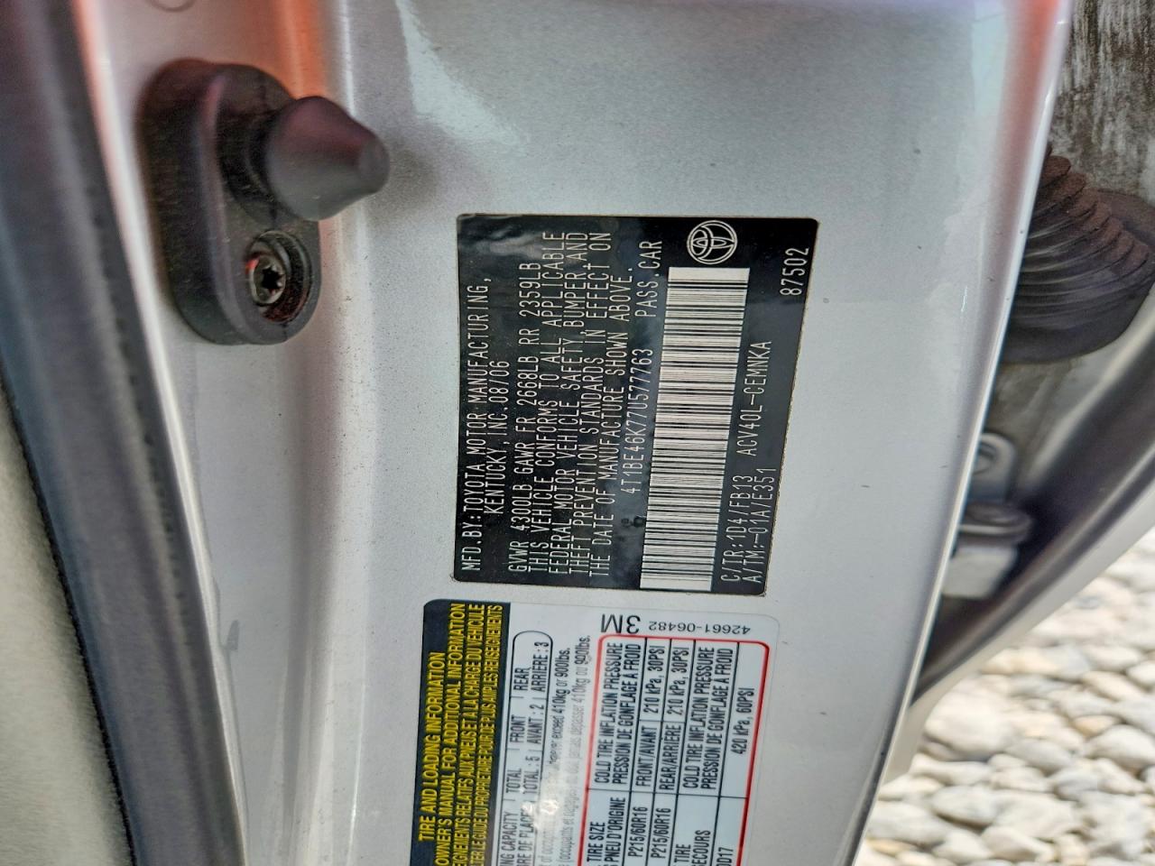 2007 Toyota Camry Ce Silver vin: 4T1BE46K77U577763