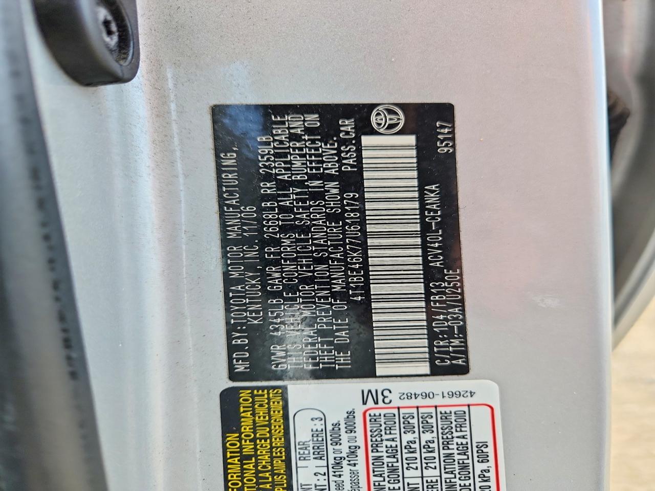 2007 Toyota Camry Le Серебряный vin: 4T1BE46K77U618179