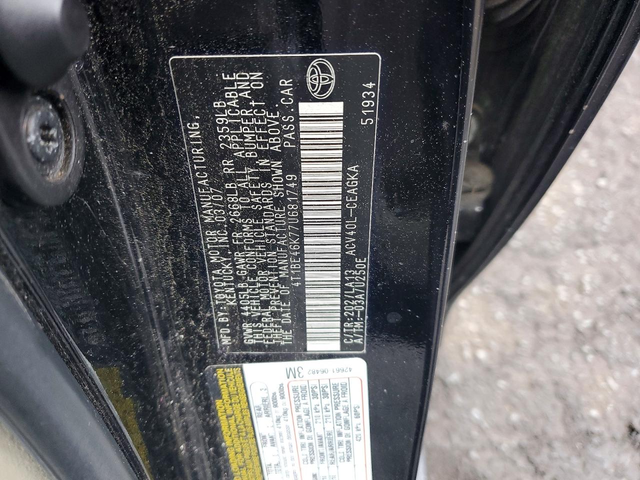 2007 Toyota Camry Xle Black vin: 4T1BE46K77U681749