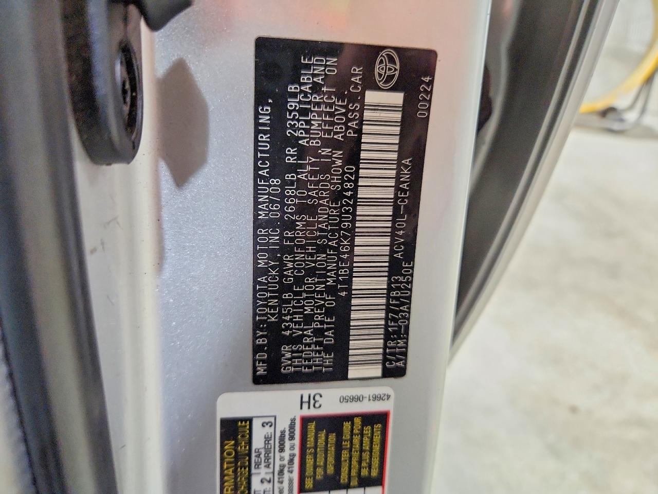 2009 Toyota Camry Le Silver vin: 4T1BE46K79U324820