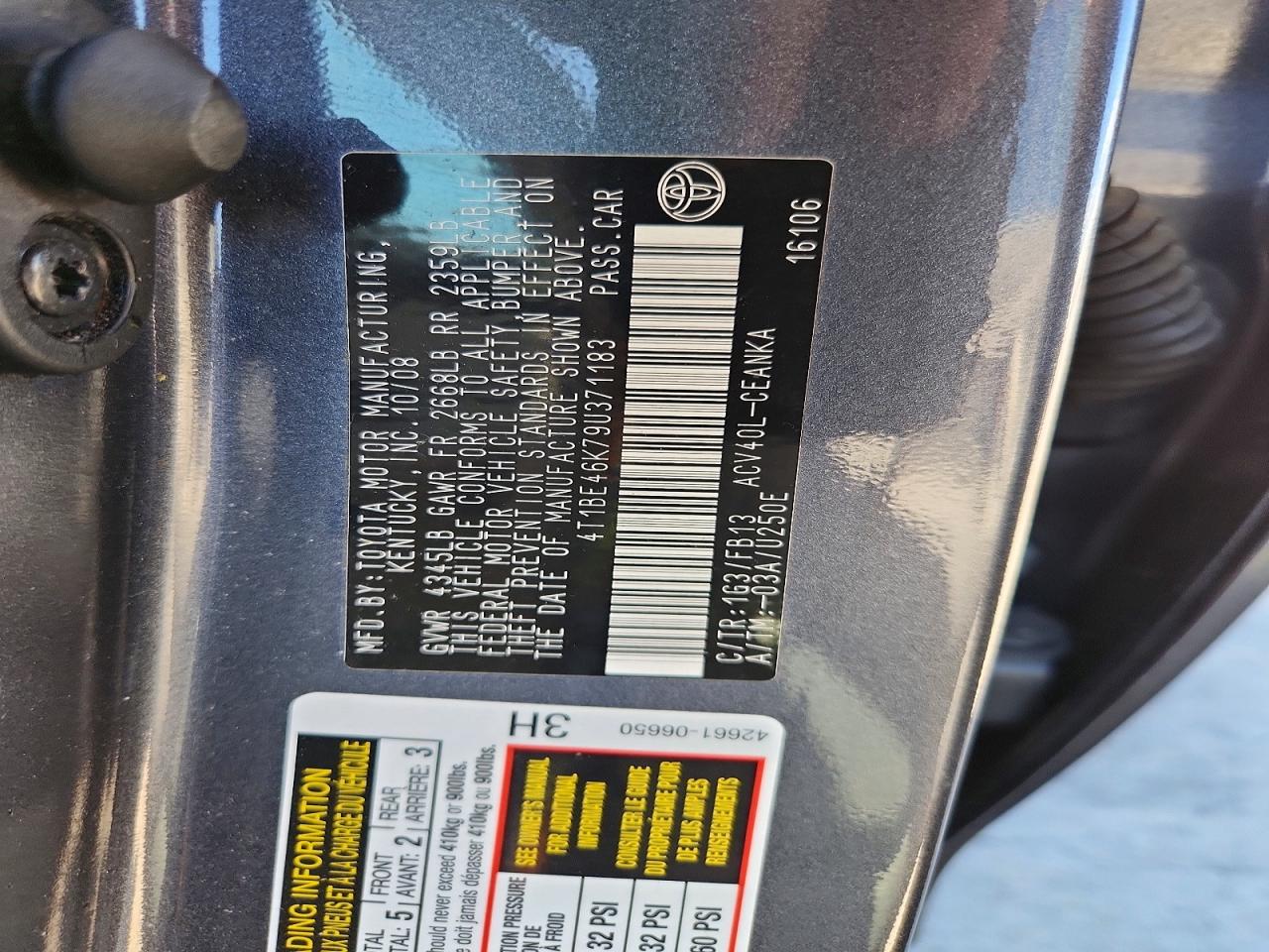 2009 Toyota Camry Le Gray vin: 4T1BE46K79U371183