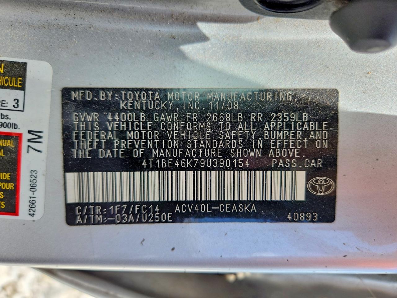 2009 Toyota Camry Se Silver vin: 4T1BE46K79U390154