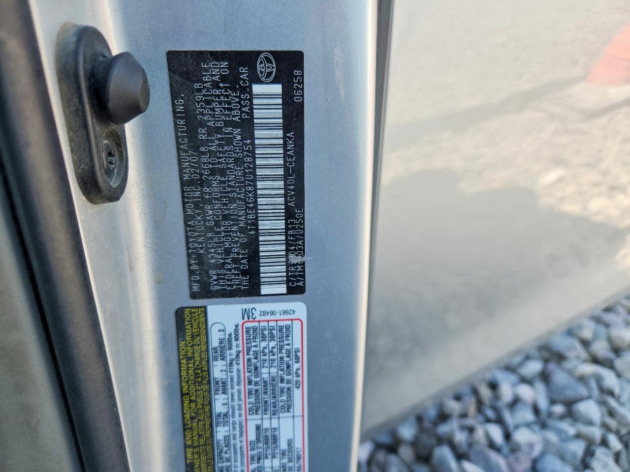 2007 Toyota Camry Le Silver vin: 4T1BE46K87U128754