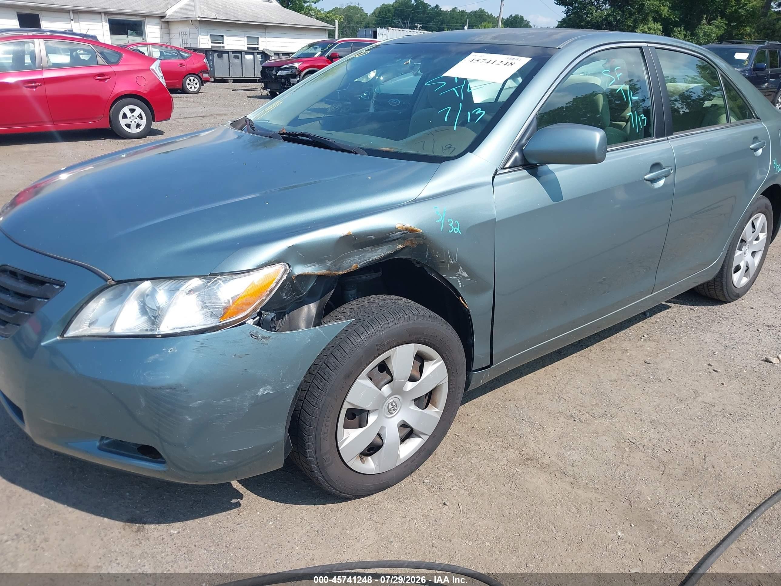 2007 Toyota Camry Le Turquoise vin: 4T1BE46K87U583751