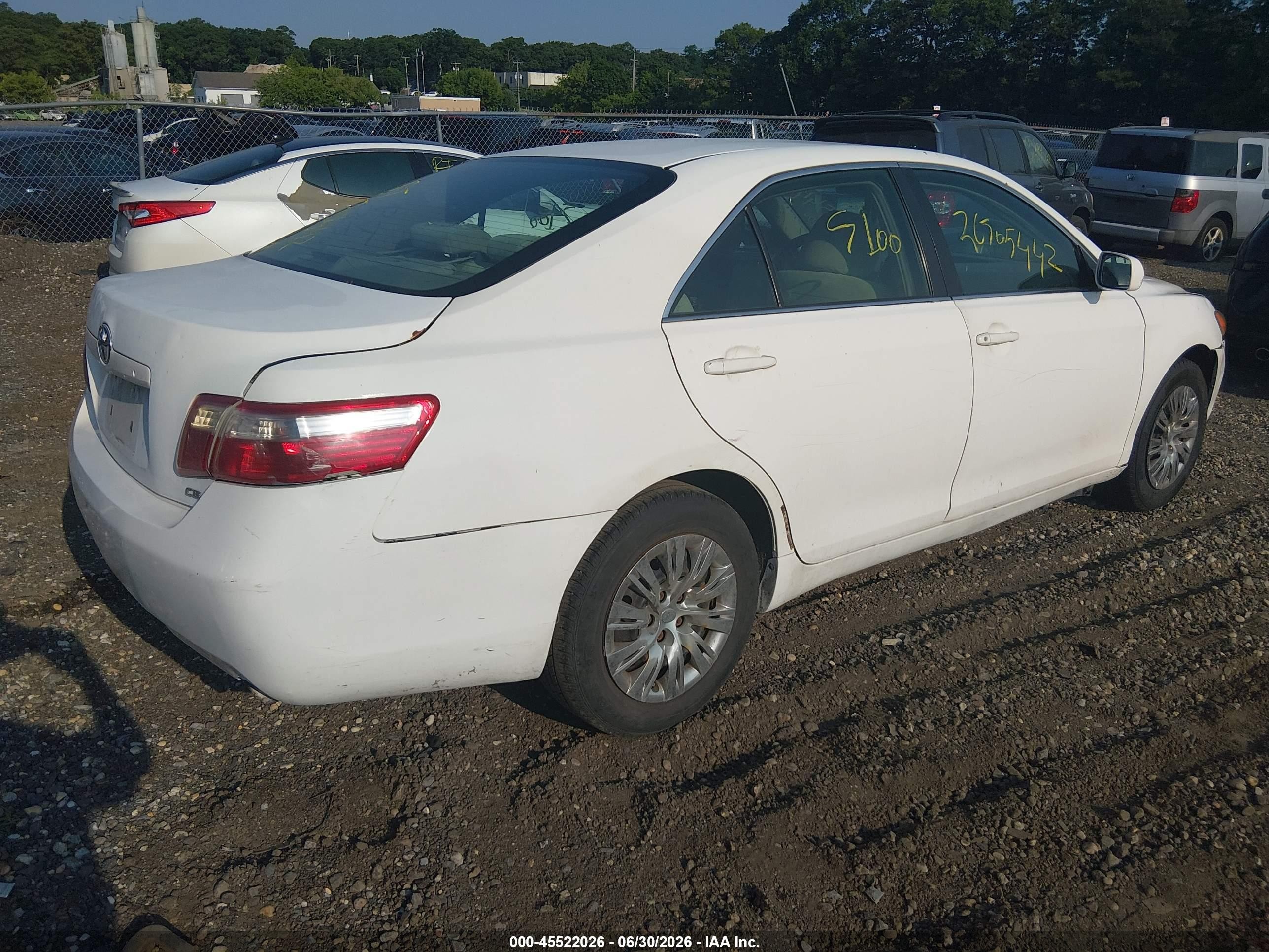 2007 Toyota Camry Ce White vin: 4T1BE46K87U712149