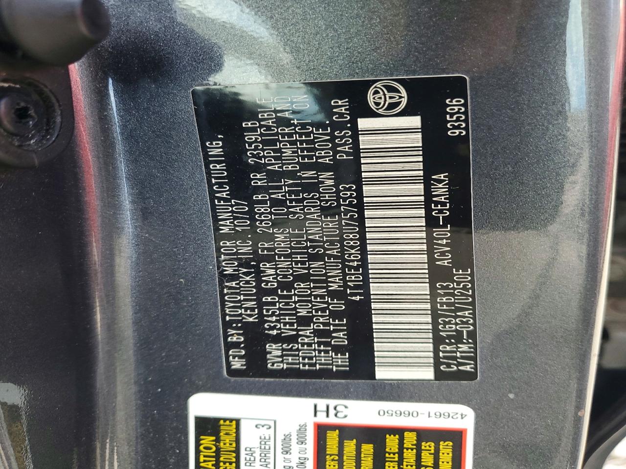 2008 Toyota Camry Le Gray vin: 4T1BE46K88U757593