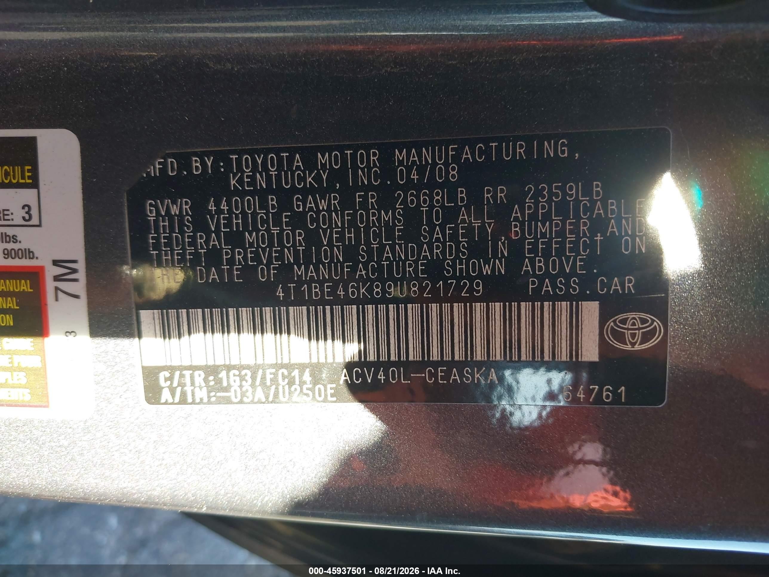 2009 Toyota Camry Se Gray vin: 4T1BE46K89U821729