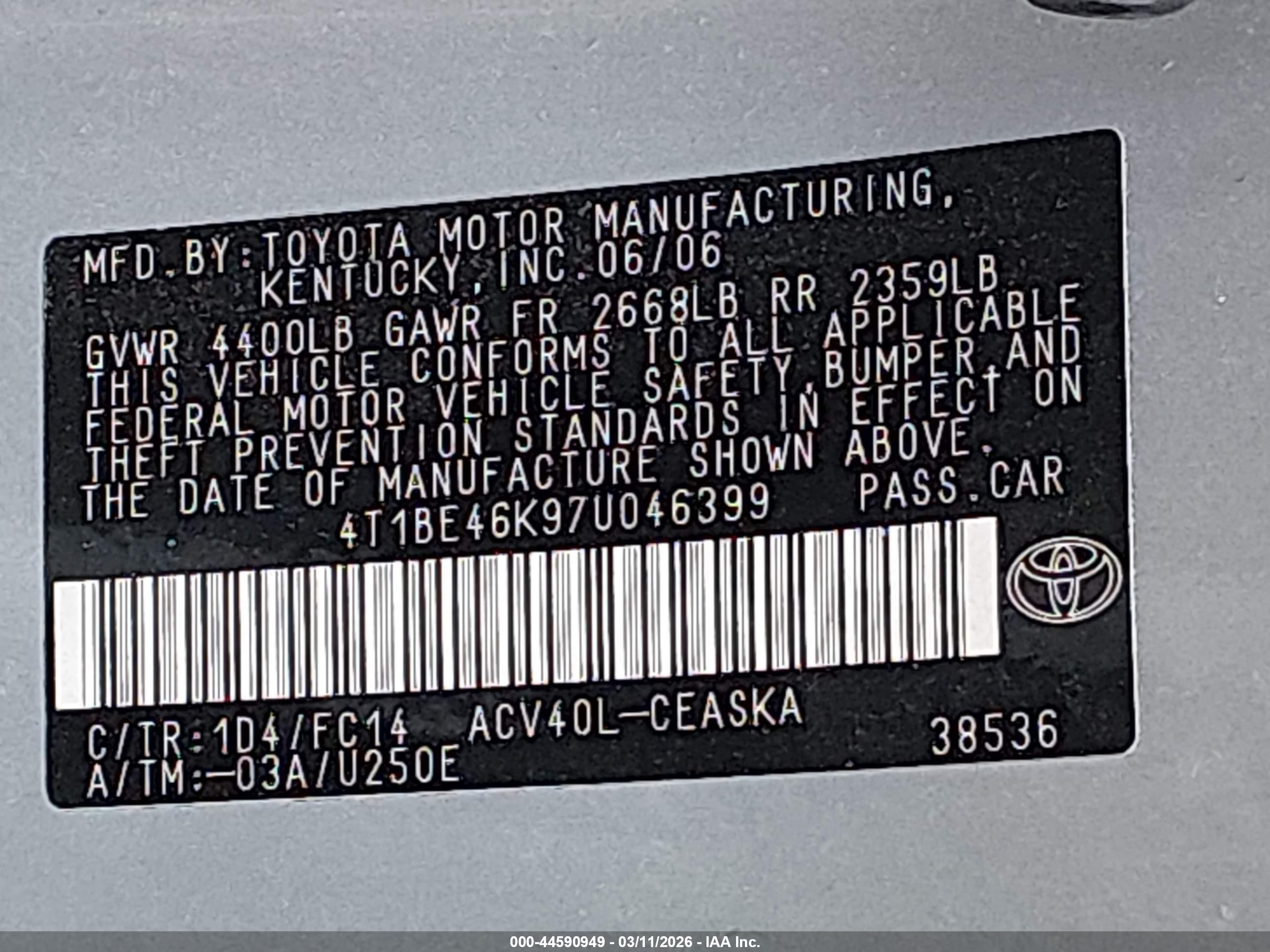 2007 Toyota Camry Se Silver vin: 4T1BE46K97U046399