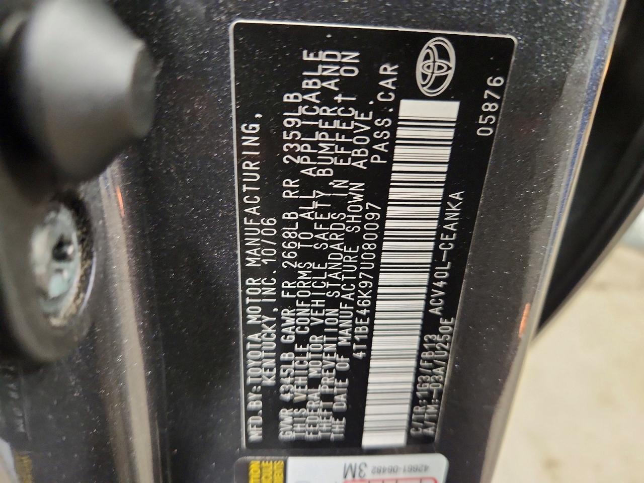 2007 Toyota Camry Le Серый vin: 4T1BE46K97U080097