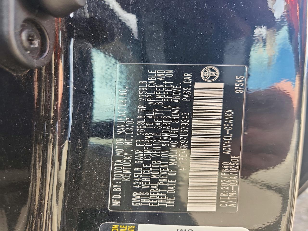 2007 Toyota Camry Le Blue vin: 4T1BE46K97U679243