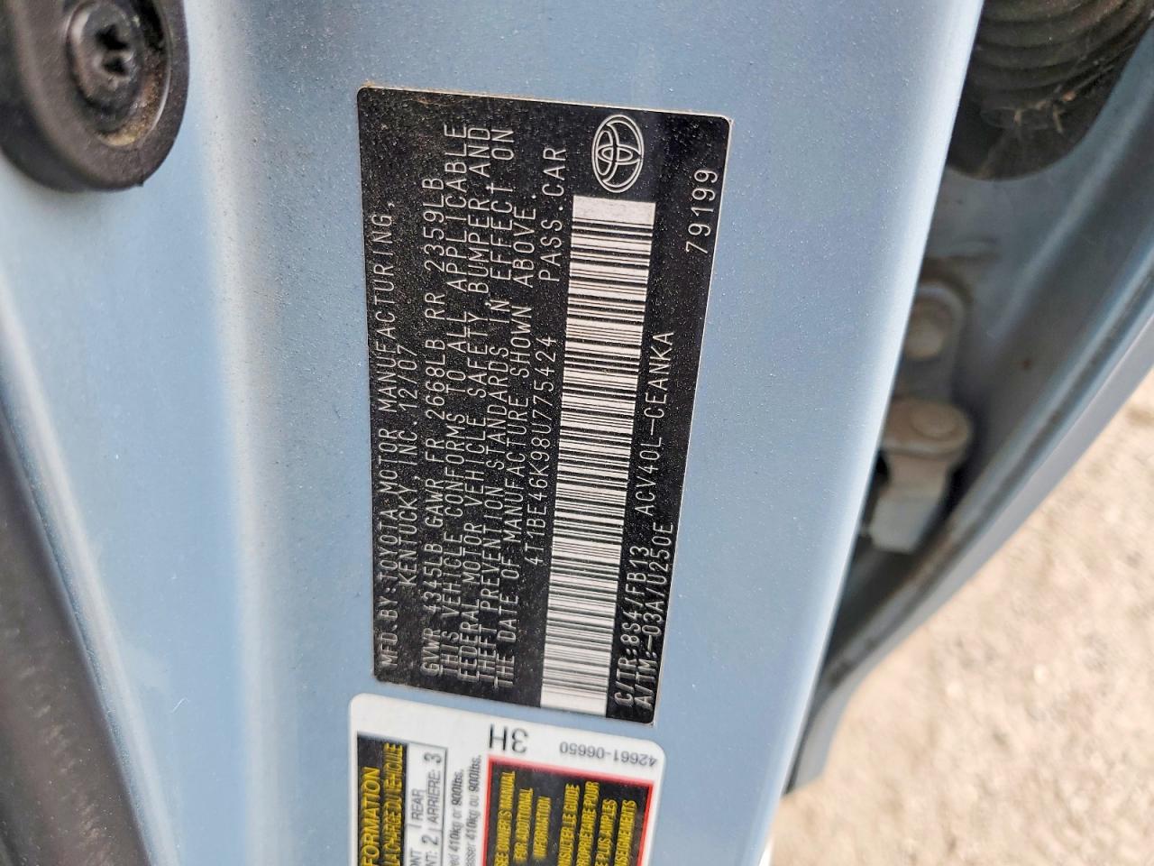 2008 Toyota Camry Le Blue vin: 4T1BE46K98U775424