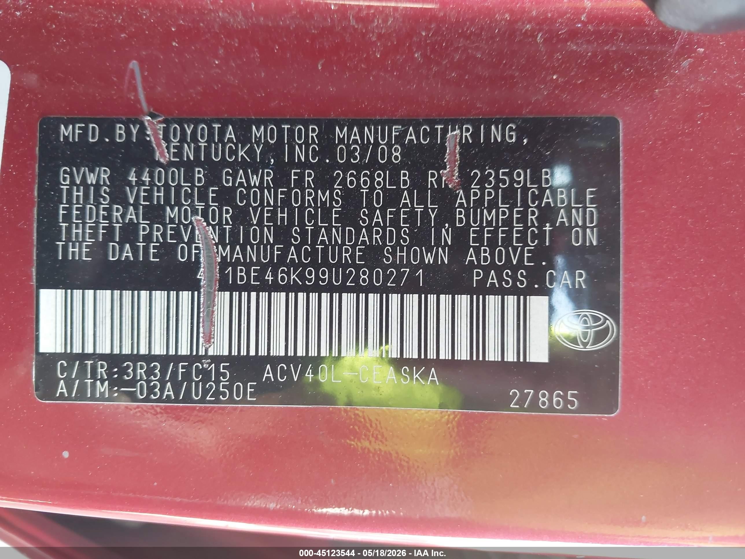 2009 Toyota Camry Se Red vin: 4T1BE46K99U280271