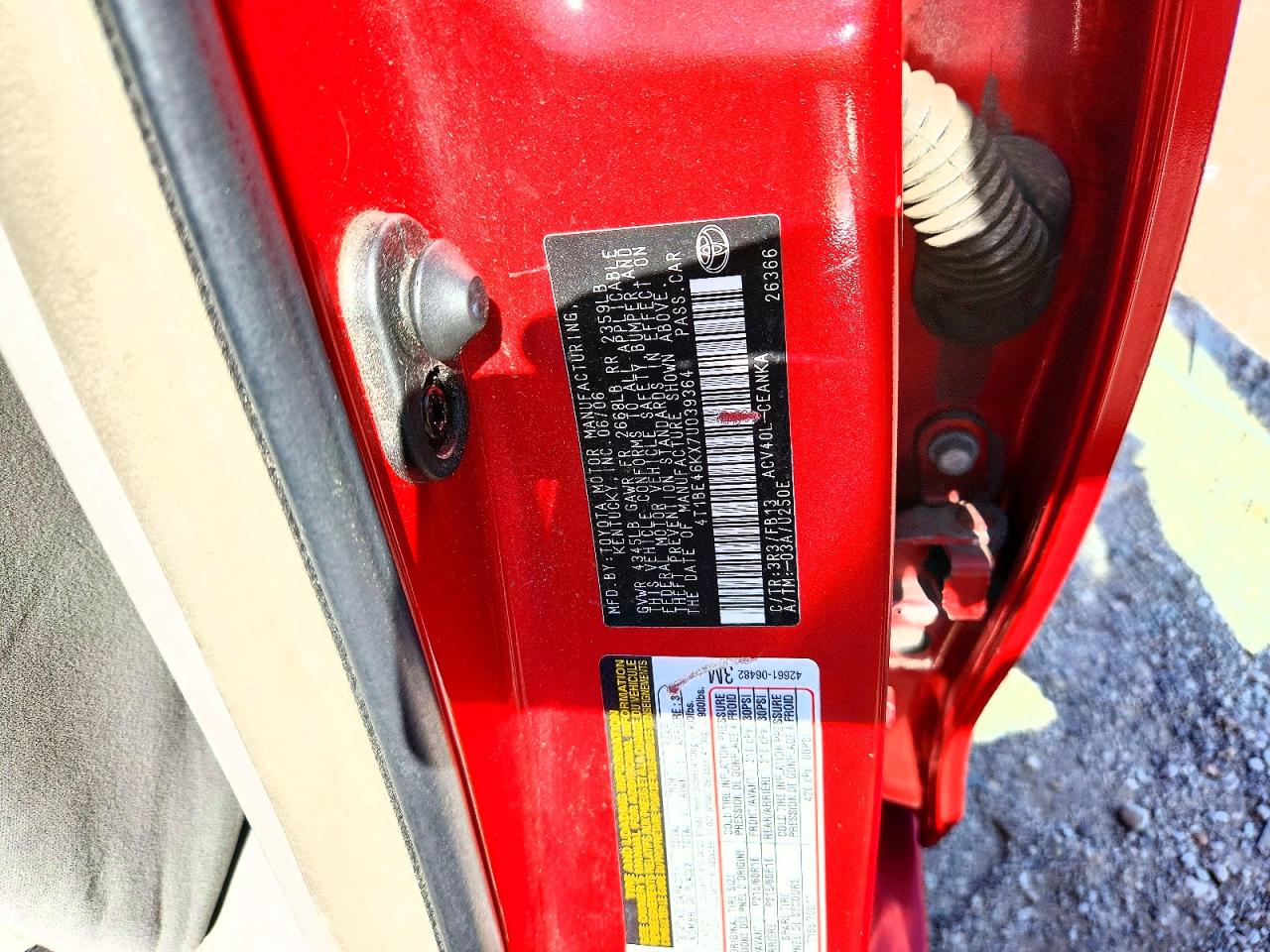 2007 Toyota Camry Le Red vin: 4T1BE46KX7U039364