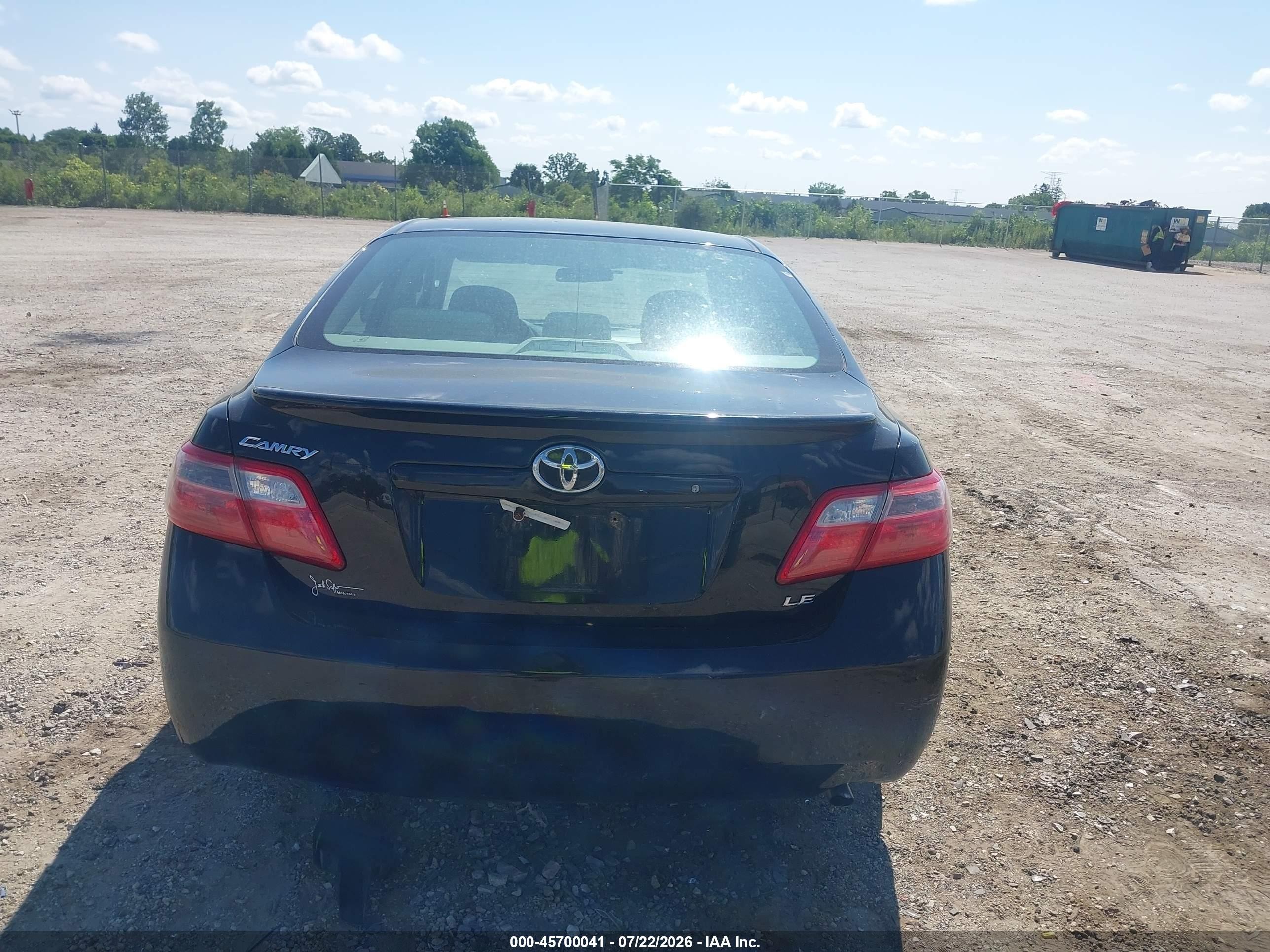 2007 Toyota Camry Le Black vin: 4T1BE46KX7U148990