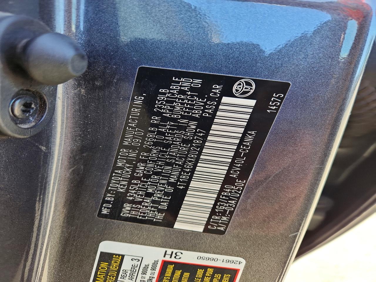 2008 Toyota Camry Le Charcoal vin: 4T1BE46KX8U218747