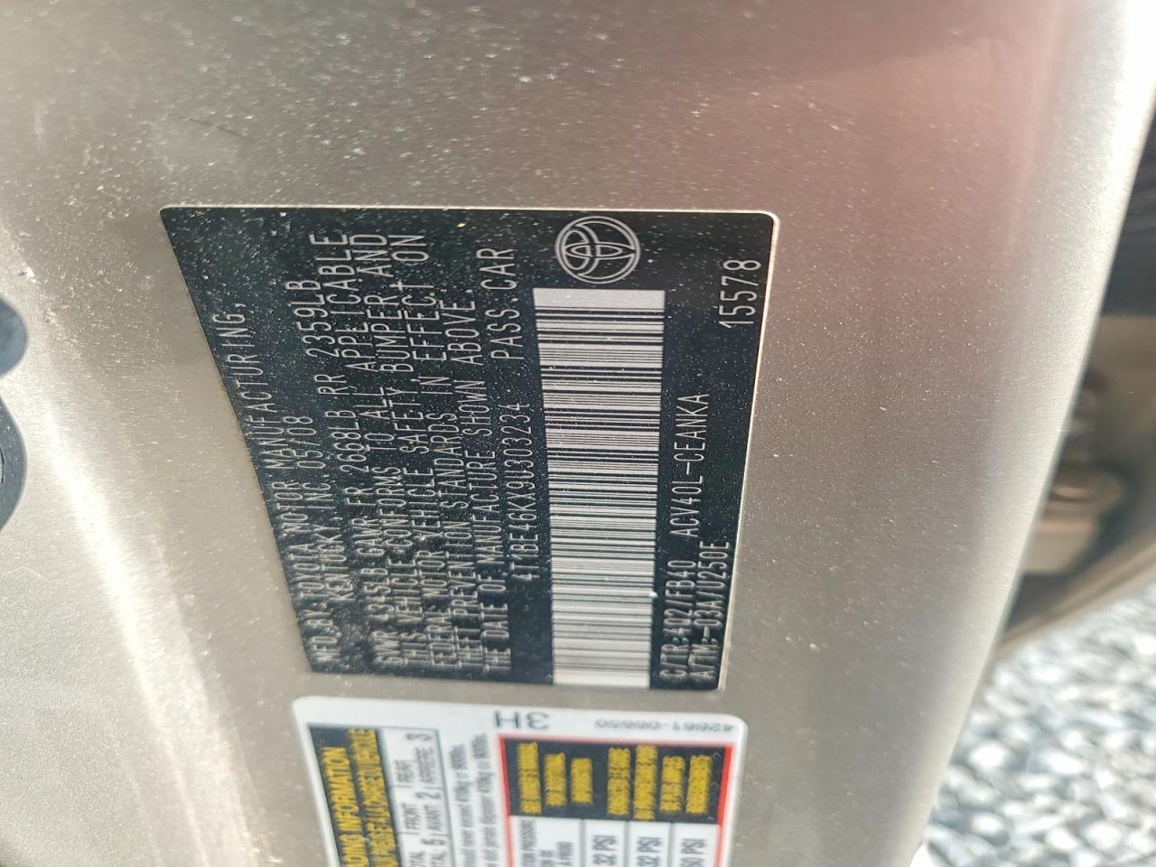 2009 Toyota Camry Le Золотой vin: 4T1BE46KX9U303234