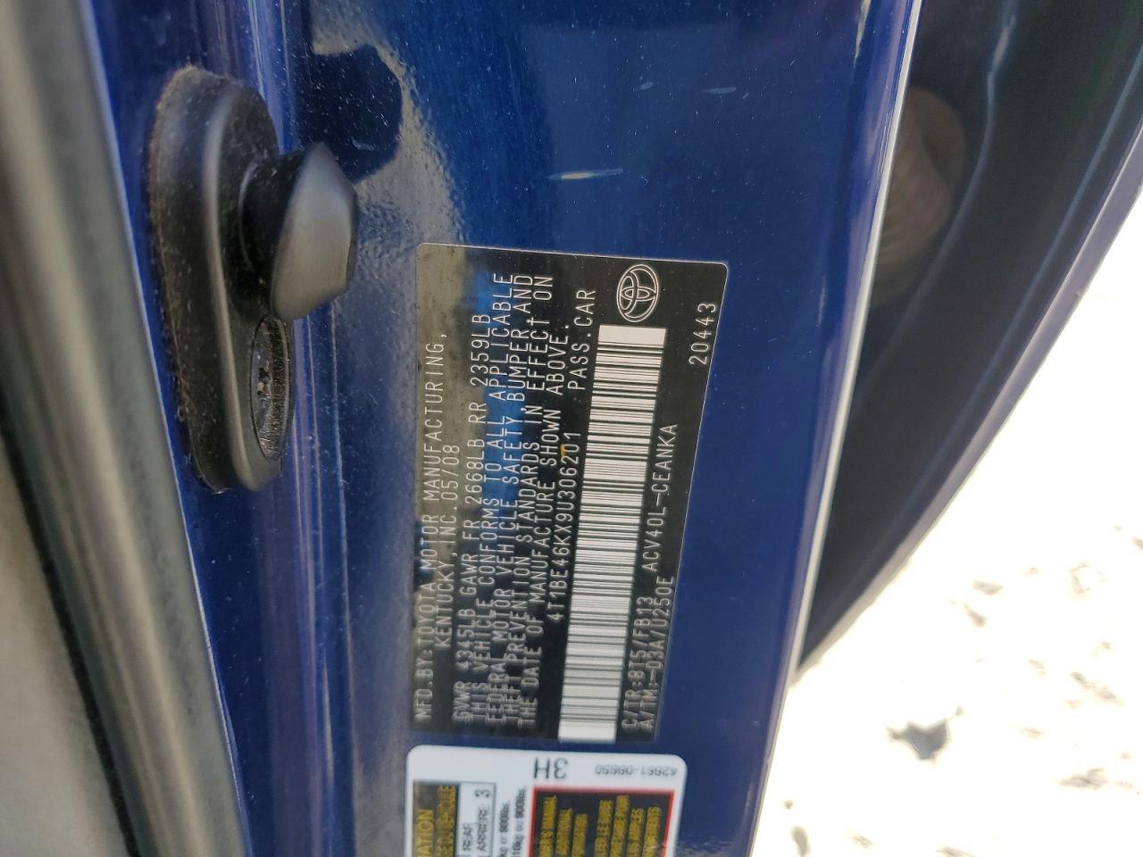 2009 Toyota Camry Base Blue vin: 4T1BE46KX9U306201