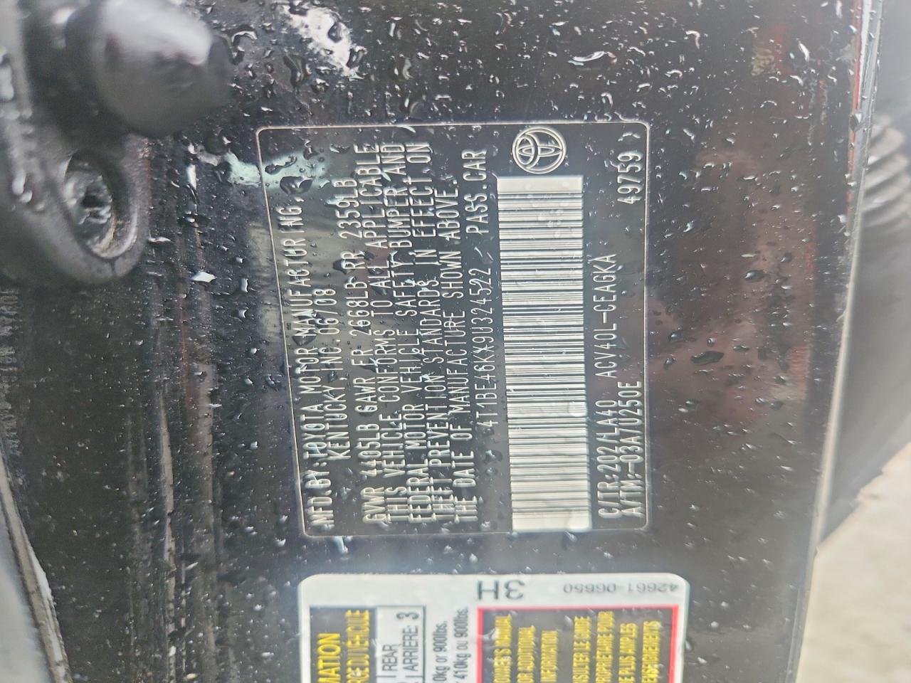 2009 Toyota Camry Xle Черный vin: 4T1BE46KX9U324522