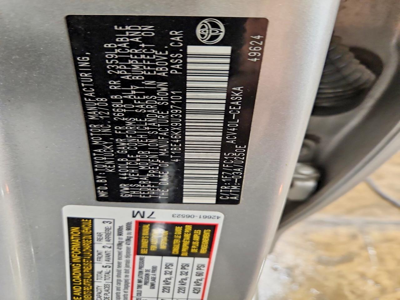 2009 Toyota Camry Se Silver vin: 4T1BE46KX9U397101