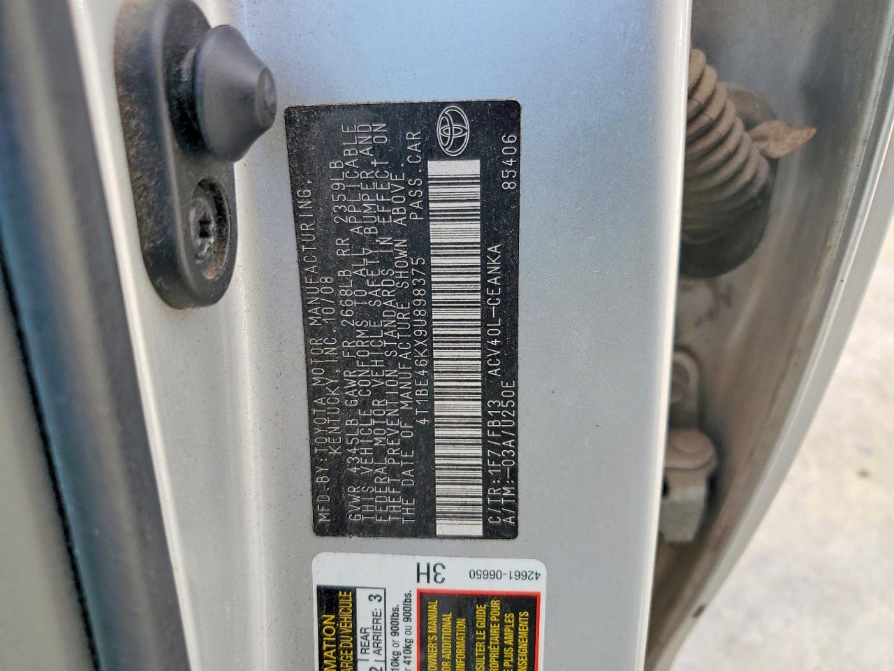 2009 Toyota Camry Le Серебряный vin: 4T1BE46KX9U898375