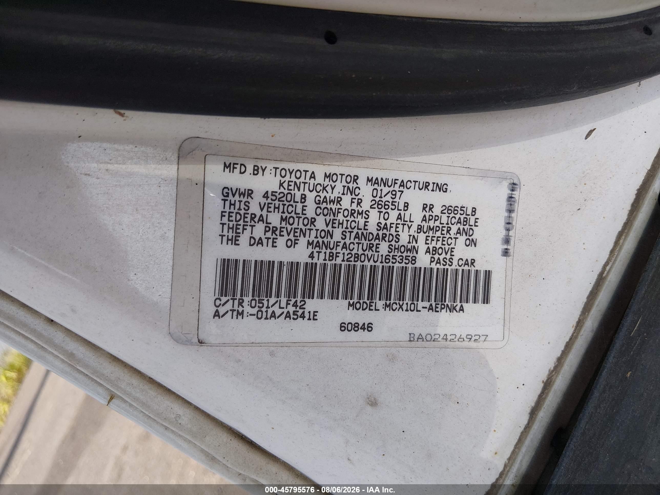1997 Toyota Avalon Xl White vin: 4T1BF12B0VU165358