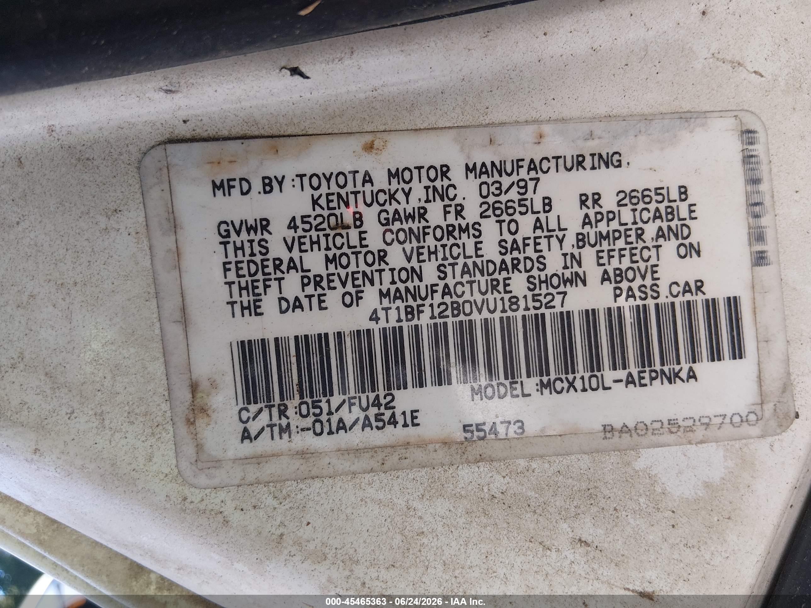 1997 Toyota Avalon Xl White vin: 4T1BF12B0VU181527