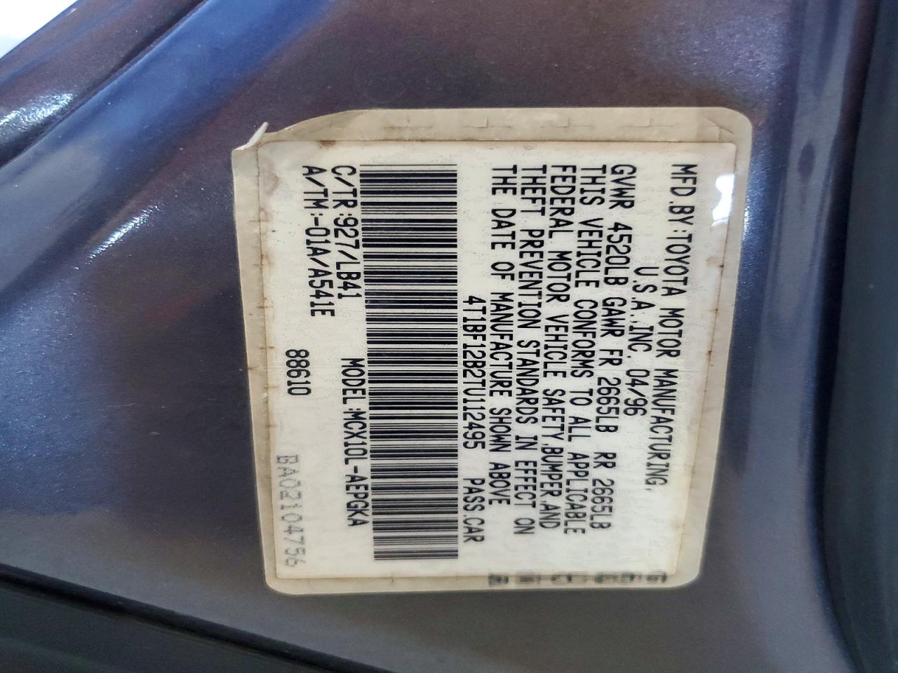 1996 Toyota Avalon Xls Gray vin: 4T1BF12B2TU112495