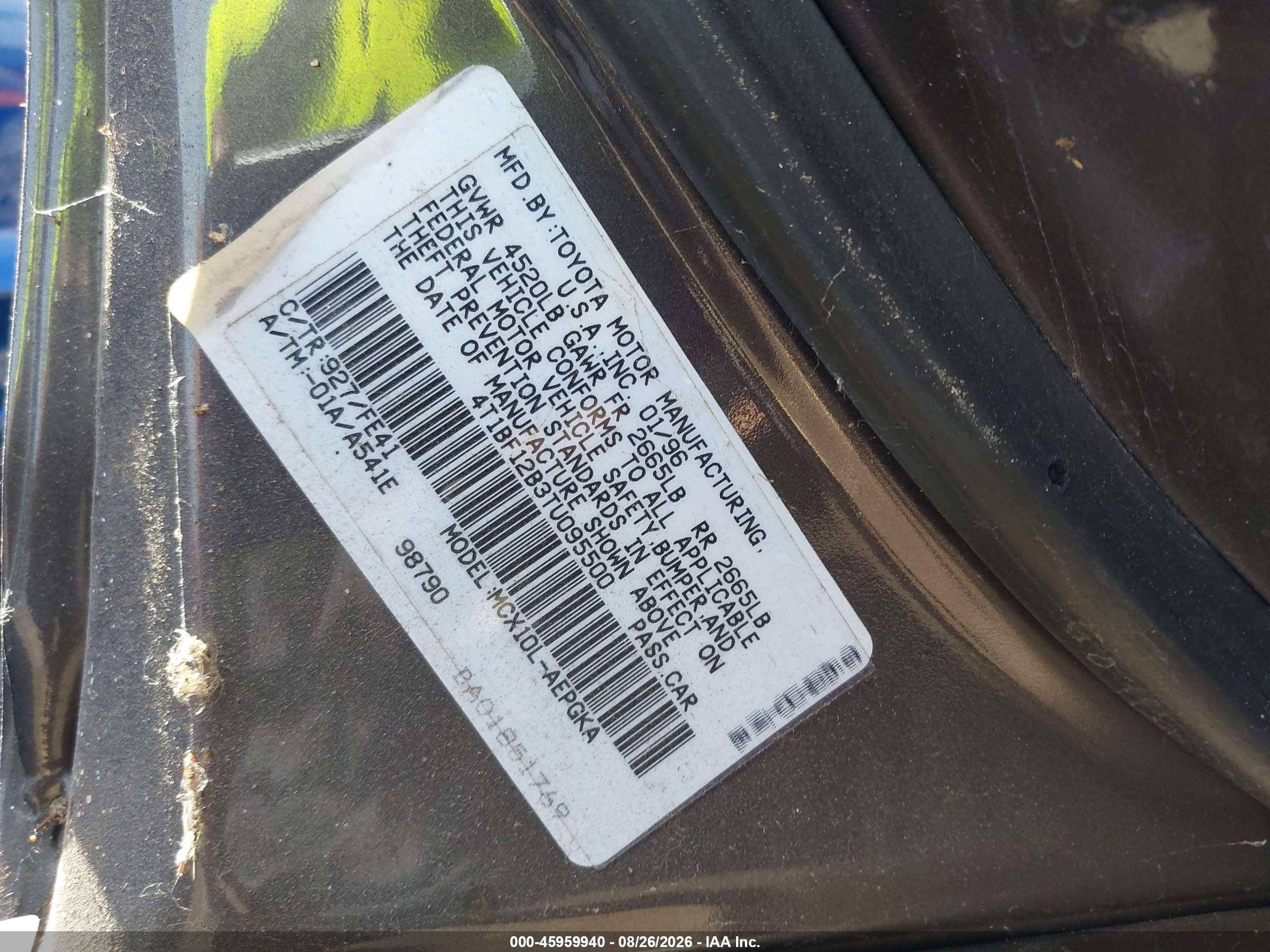 1996 Toyota Avalon Xl/xls Фиолетовый vin: 4T1BF12B3TU095500