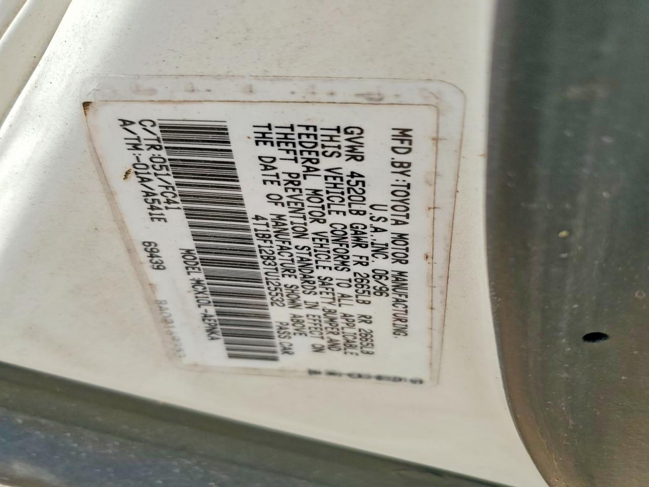 1996 Toyota Avalon Xl White vin: 4T1BF12B3TU125532