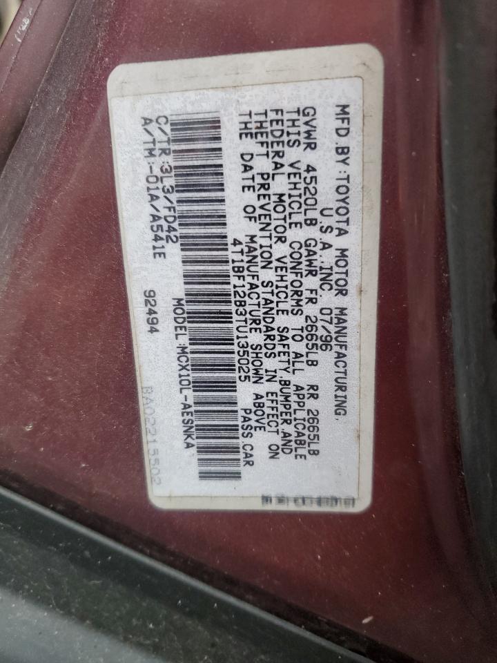 1996 Toyota Avalon Xl Красный vin: 4T1BF12B3TU135025